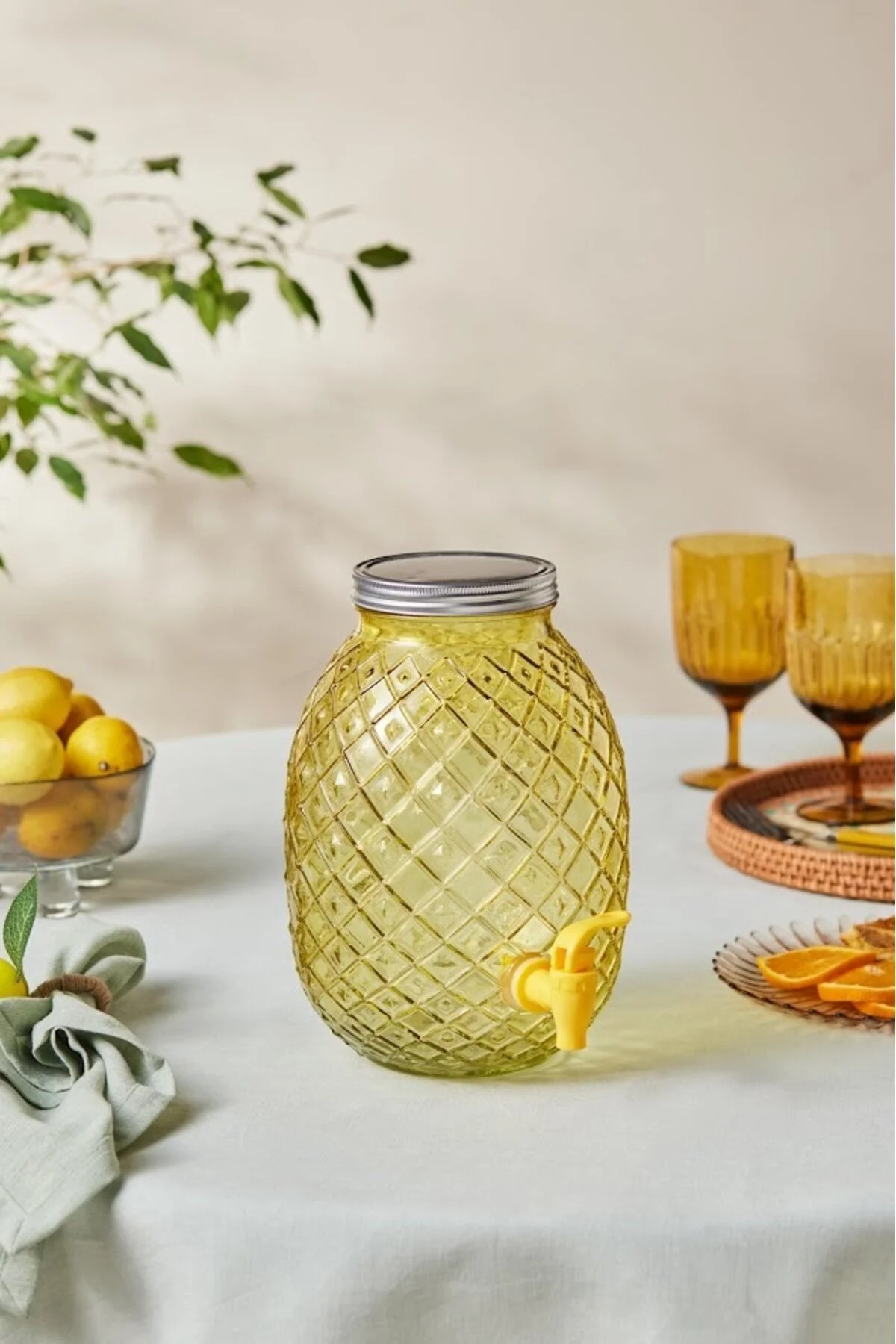 پارچ و تنگ شیشه خربزه شیبیل 4650 میلی لیتر زرد Karaca
