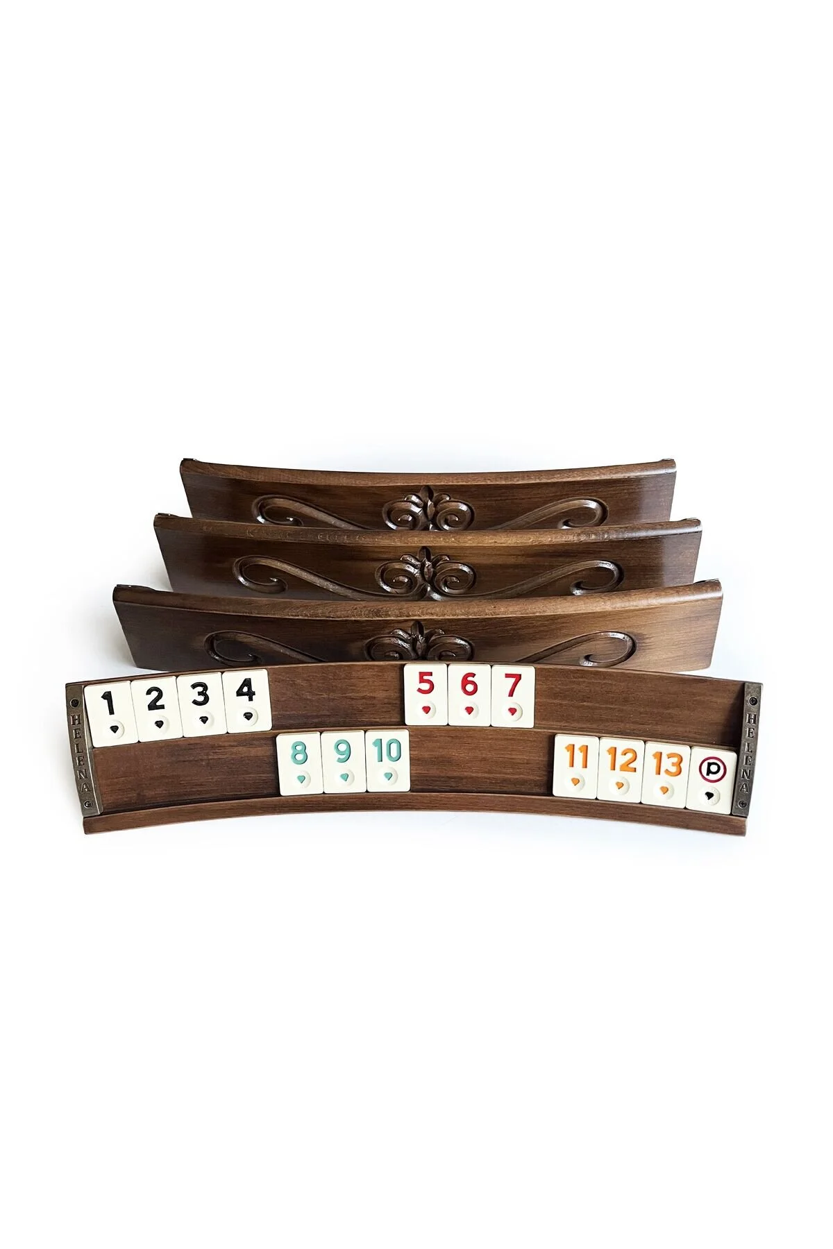 دست اُکی بازی ترکی بیضی شکل دستباف عظیم چوب حک شده Helena Wood Art