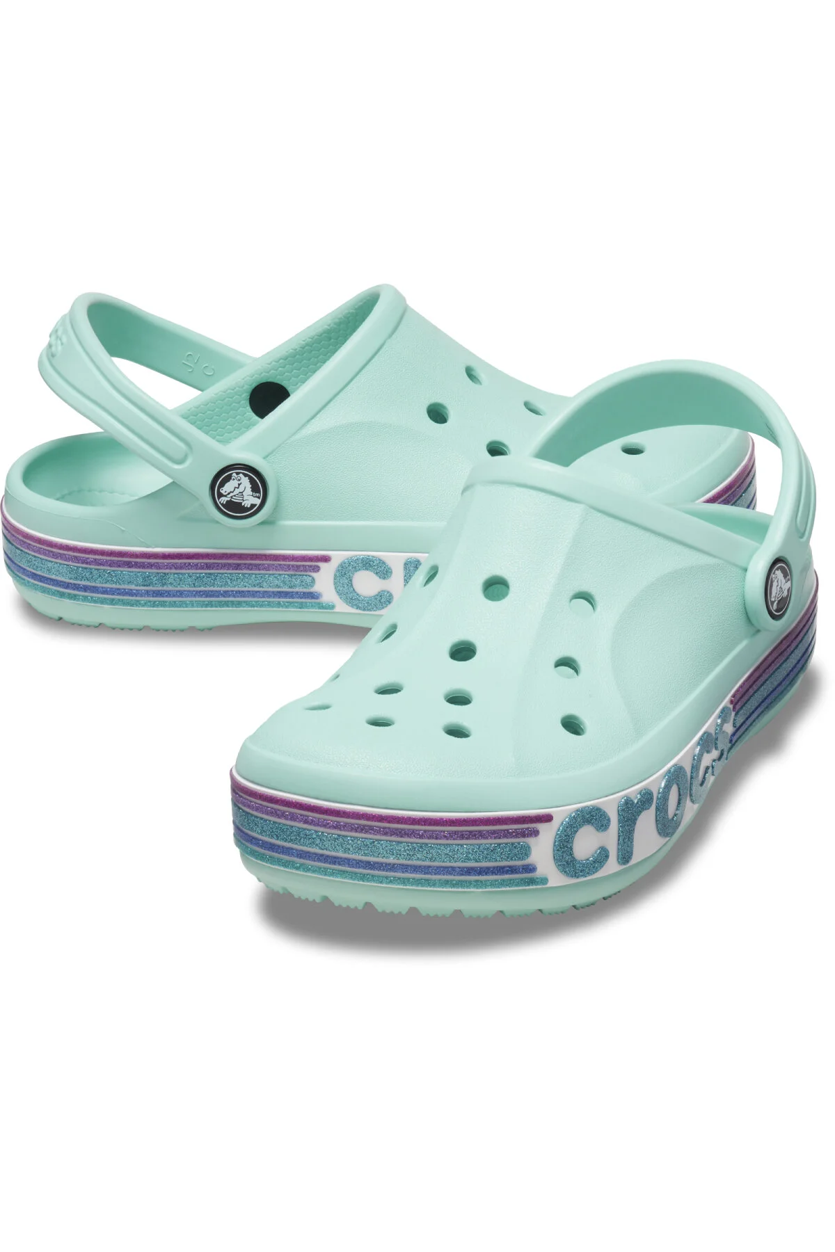 کفش دخترانه پسرانه یونیسکس Bayaban Rainbow Glitter Clg K Kids Blue Daily Style Slipper کراکس Crocs