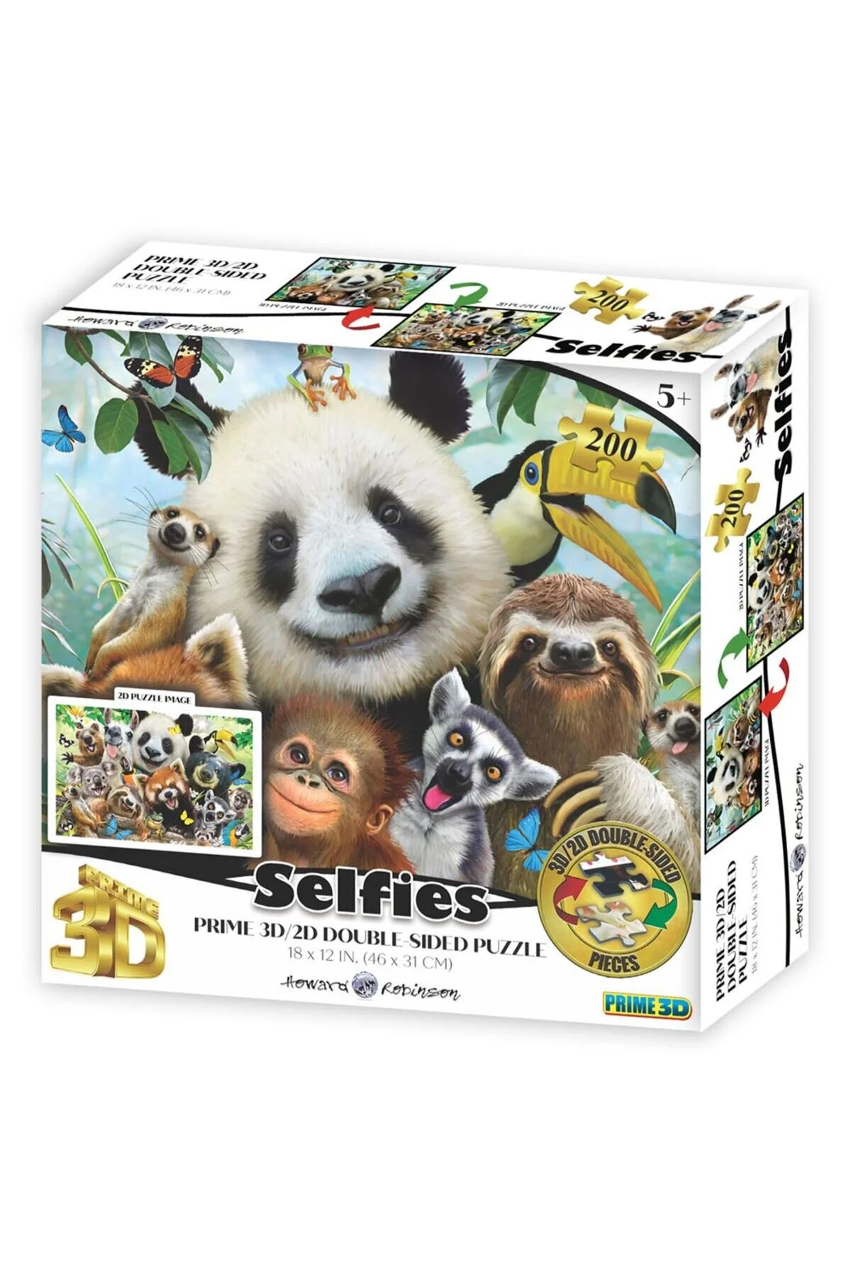 پازل دو طرفه سلفی حیوانات ناز 200 تکه 37559 از ترکیه Prime 3D