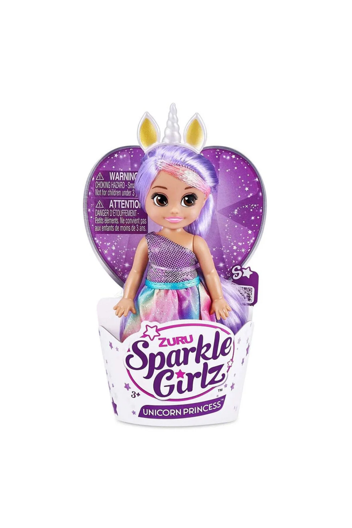 عروسک های مدل SPARKLE GIRLZ 12 سانتی متر تک شاخ شاهزاده کیک موهای بنفش 94TQ3P GIOCHI PREZIOSI