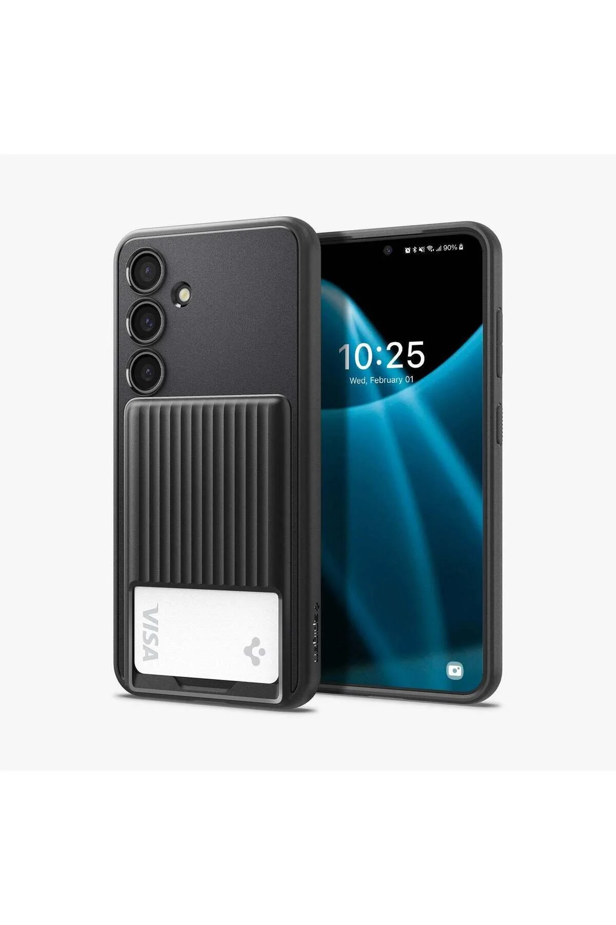 کاور و قاب گلکسی S24 کیس مایع کیک استند مشکی مات Spigen