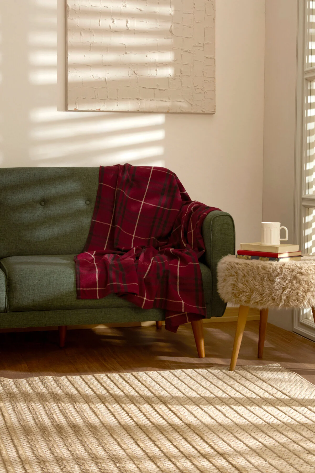 پتوی یک نفره FLANEL THRW TV WATTANIY کرم تیره قرمز Karaca Home
