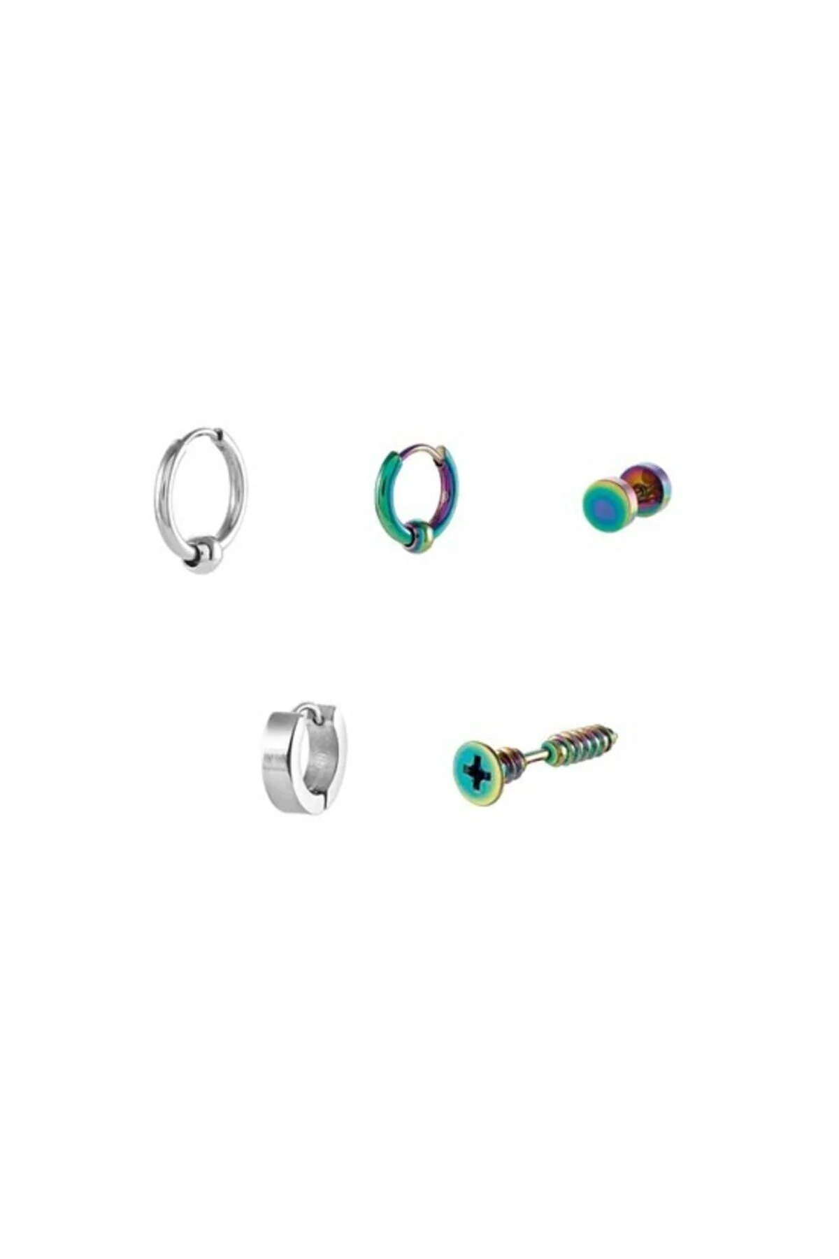 گوشواره فولادی چندرنگ مدل 028923-001 مناسب برای همه NOMİNATİON