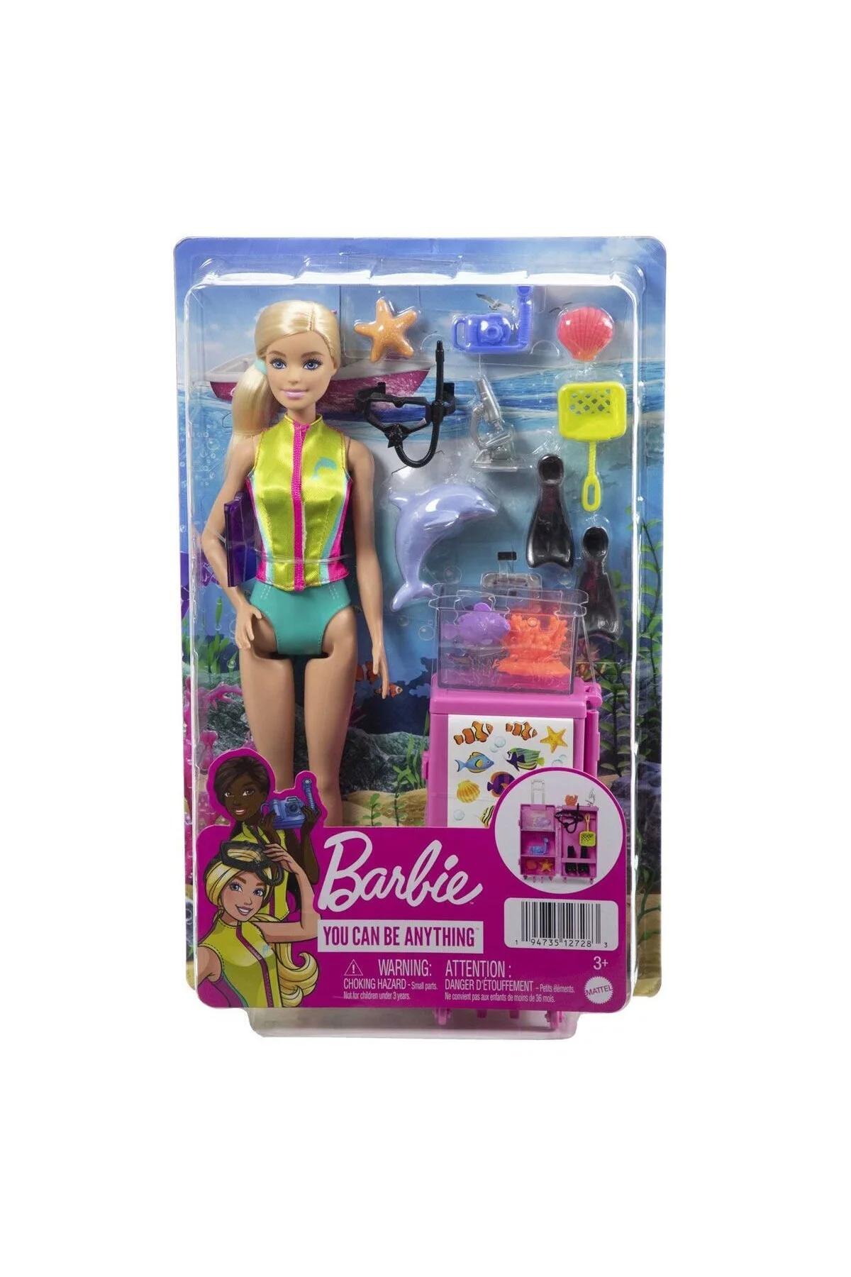 عروسک های اسباب بازی و لوازم جانبی مجموعه پخش HMH26 زیست شناس دریایی Barbie