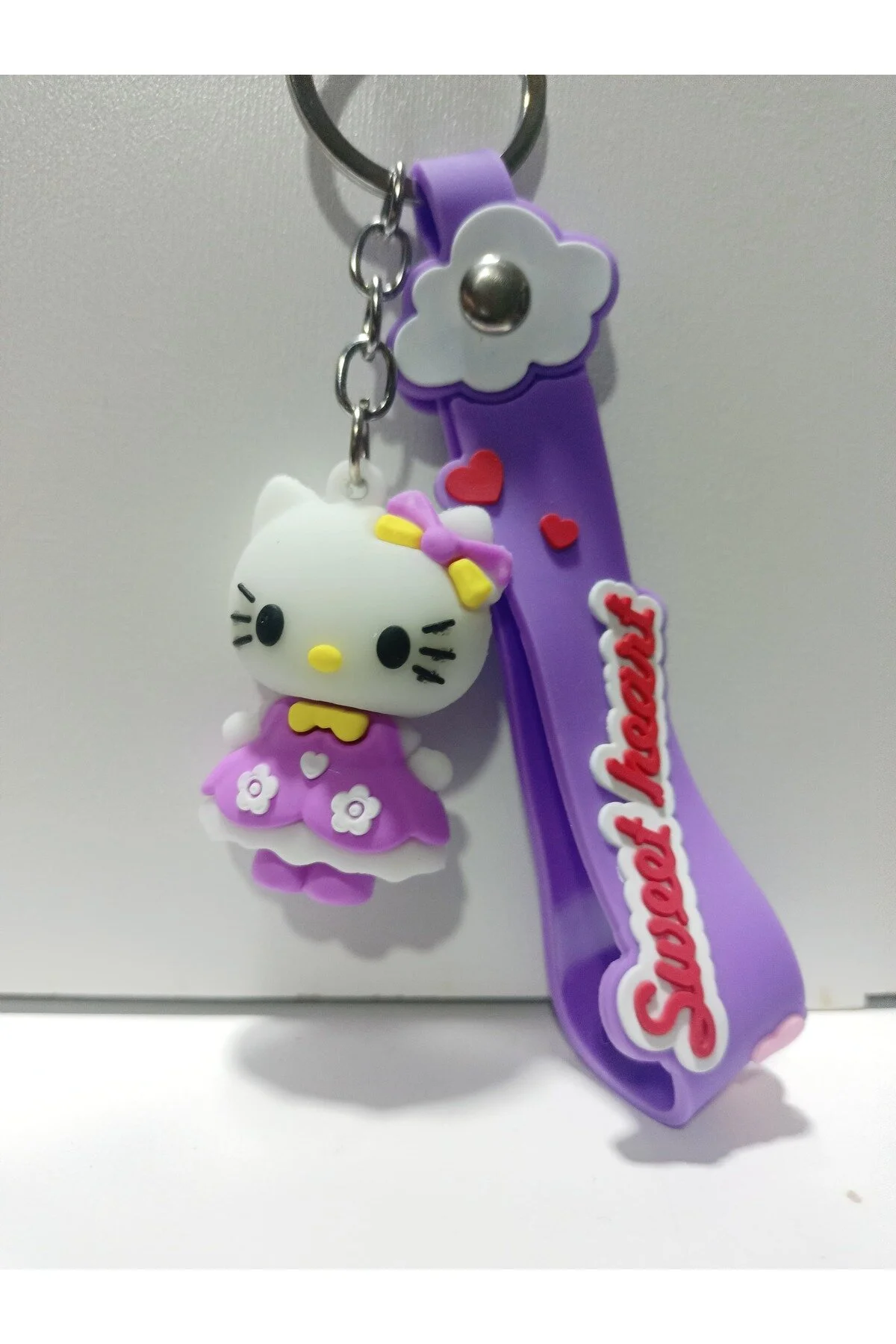 جلیقه کلید لوازم جانبی کیف جاکلیدی لوکس سیلیکونی بنفش گلدار HELLO KITTY Mugs and love