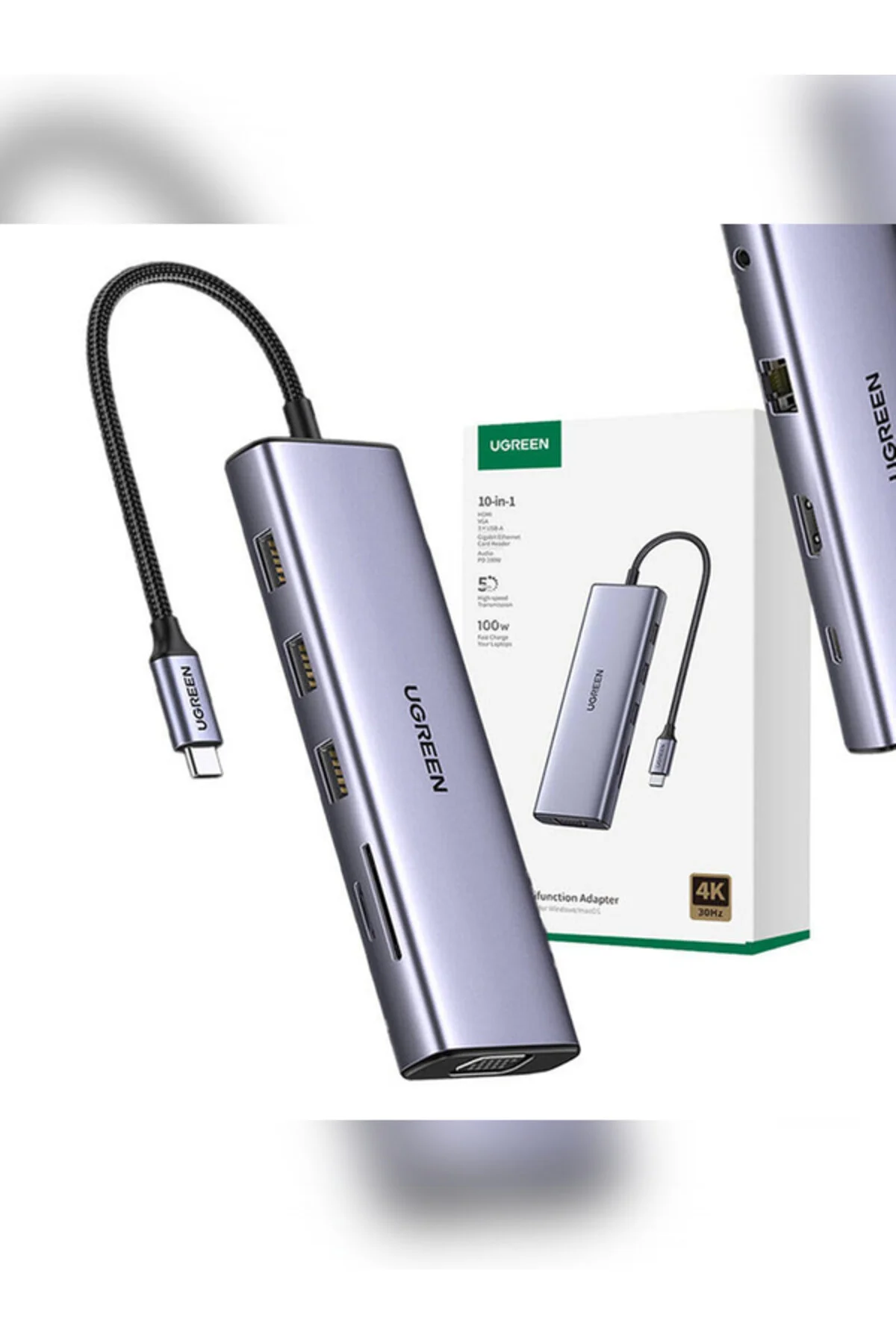 هاب USB 8 در 1 3 100W PD PORT PISTERATIVE HUB 15375 Ugreen