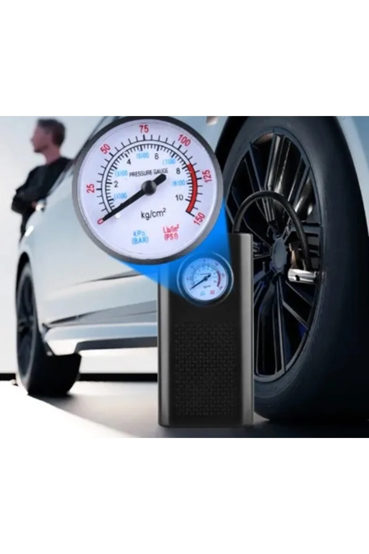 کمپرسور خودرو پمپ باد لاستیک قدرتمند موتور 150 PSI 3000MAH قابل شارژ newnet