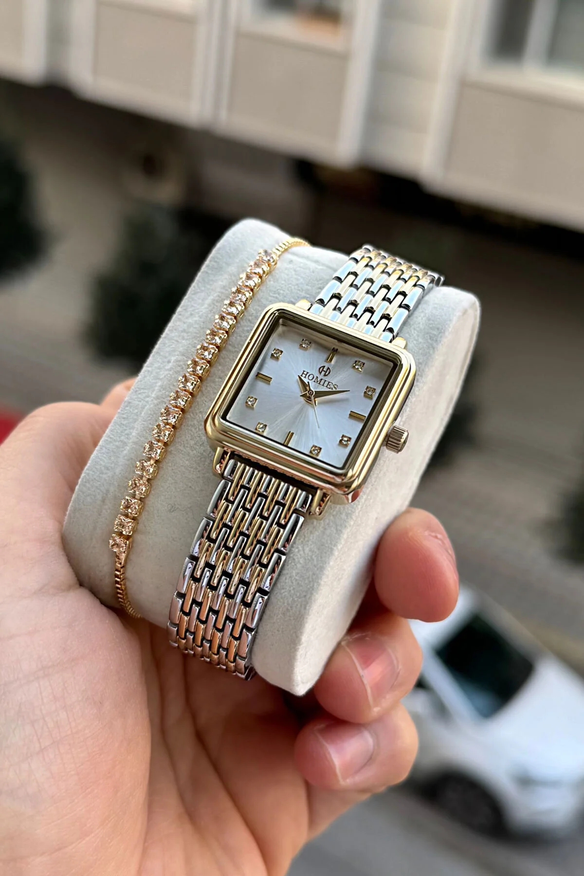 ساعت زنانه HOMIES BRAND STEEL WOMEN WRISTWATCH +دستبند هدیه Homies