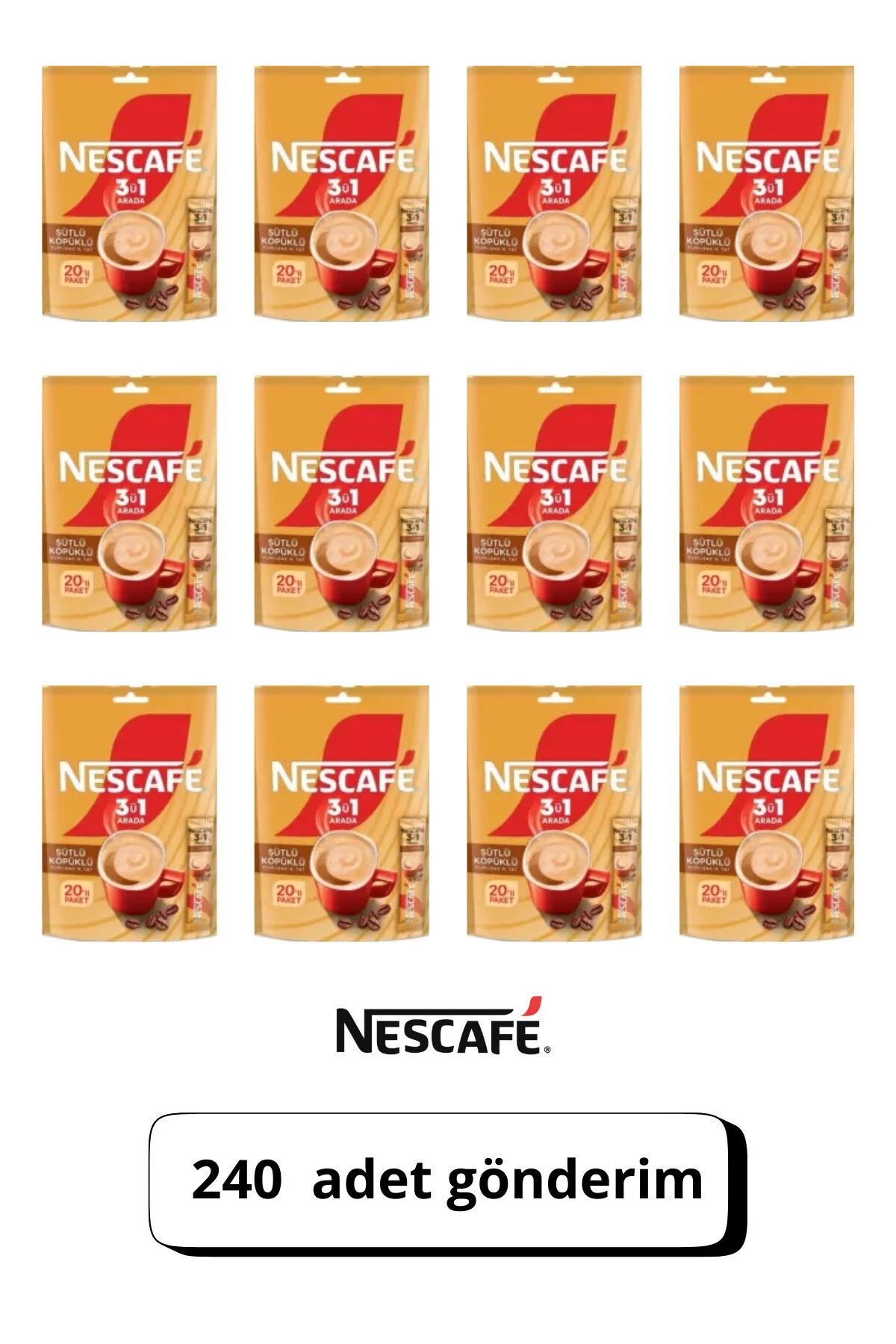 قهوه ترک 3N1 MILK FROTHY GIANT 240 عدد 17.4 گرم نسکافه Nescafe