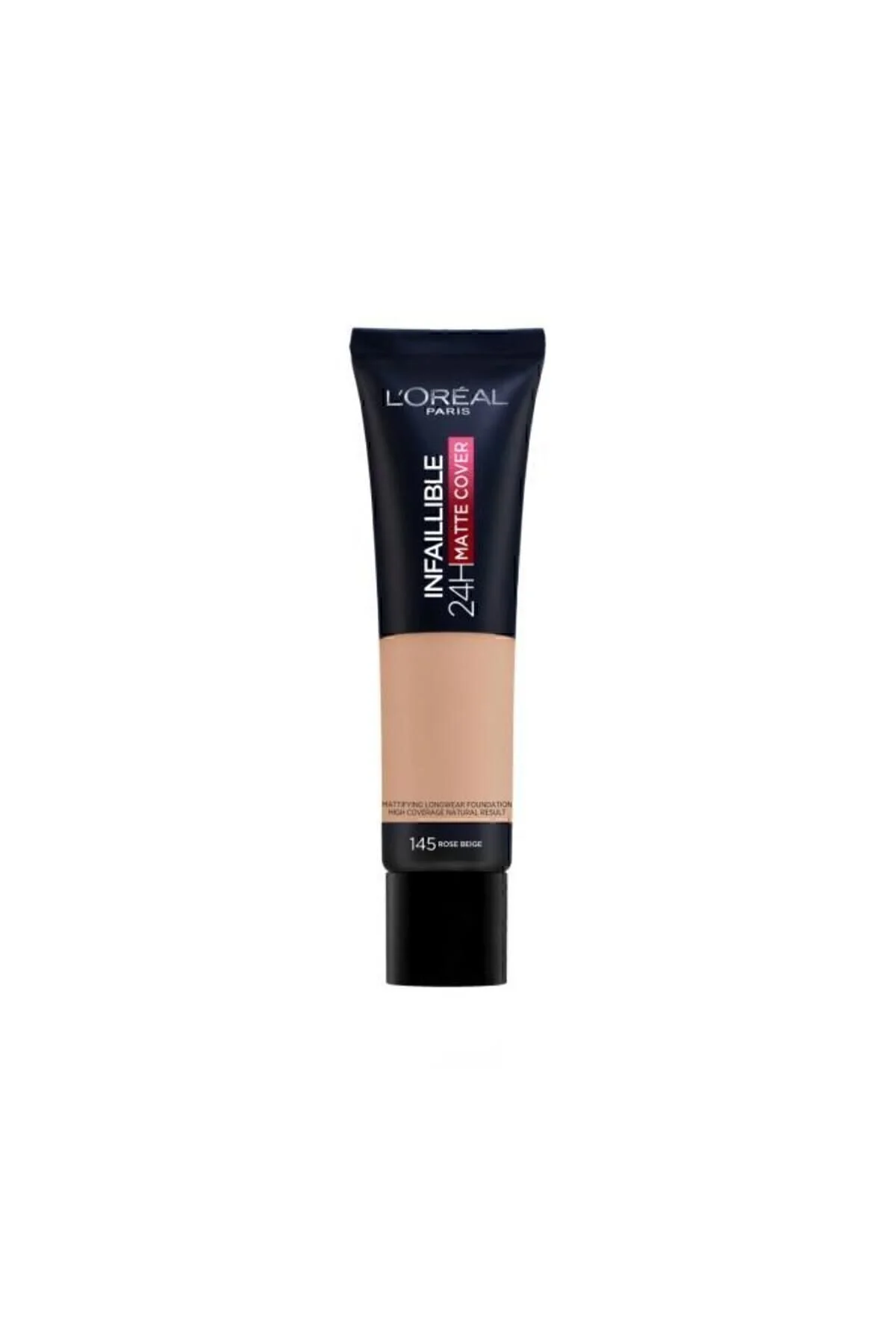کرم پودر INFAILLIBLE UZUN TIME DIRED MATTE و FINISH FOUNDATION HIGH CONURE 145 BEIGE ROSE L'Oreal Paris