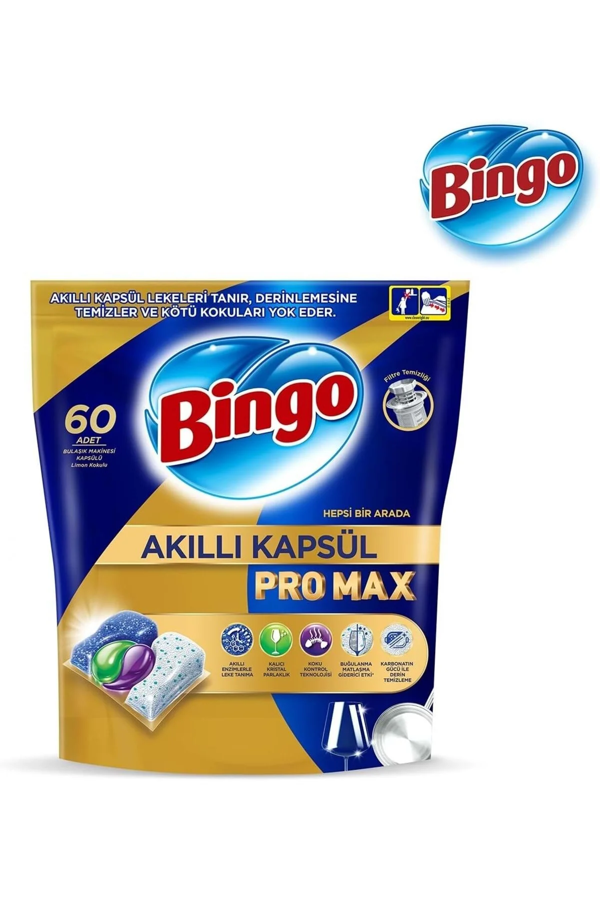 قرص و پودر ماشین ظرفشویی تبلت مواد شوینده SMART CAPSULE PRO MAX 240 قطعه معطر لیمو 4PK 60 Bingo