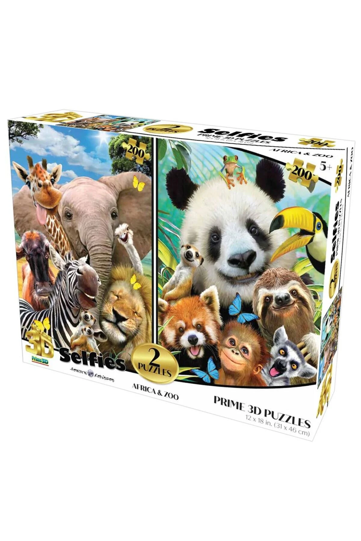پازل دو نفره سلفی حیوانات آفریقایی و دنیای 200 قطعه 10237 از ترکیه Prime 3D