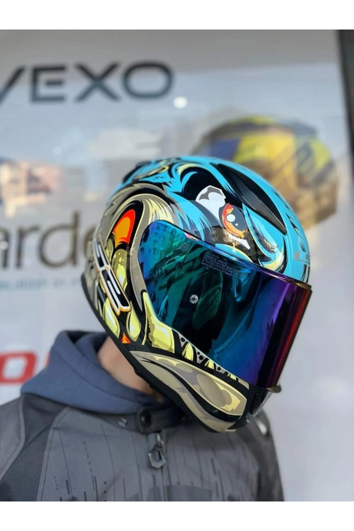 کلاه کاسکت موتورسیکلت چند رنگ 2 NEO BLUE MOR HELMET RAINBOW VIZOR LS2