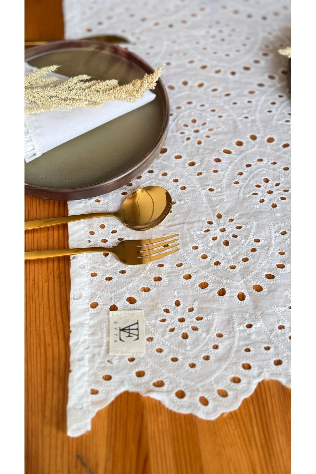 رانر و زیر بشقابی 100 ٪ پنبه FISTO RUNNER 40X130 سانتی متر خدمات آمریکایی سفید میز ناهار خوری دکوراسیون آشپزخانه EVYA