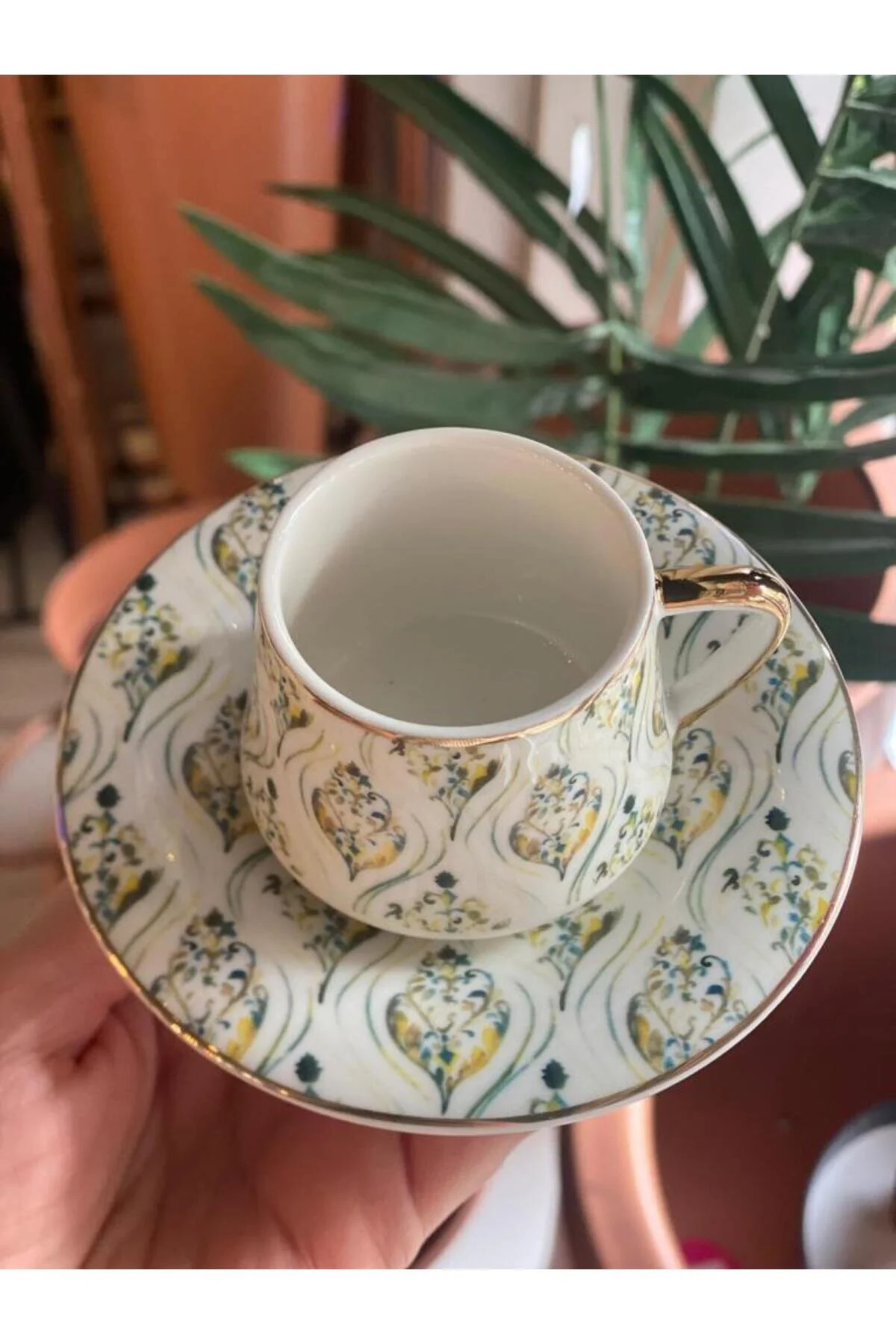 فنجان قهوه چند رنگ ترکیه از 6 نفر با الگوی سبز ÇIRPAN EV