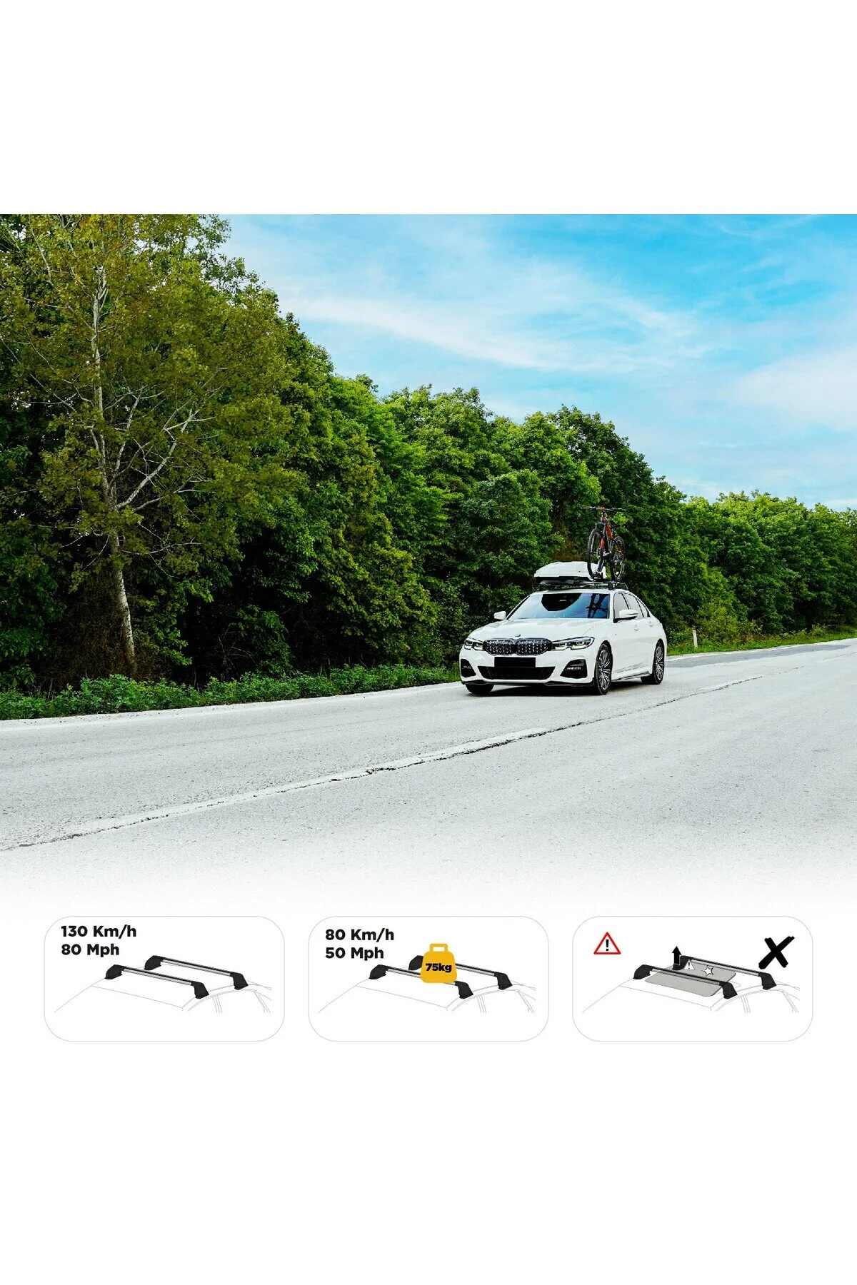 جعبه بار سقفی روسری میانی DACIA SANDERO TURTLE AIR1 سازگار بین 2007 2012 مشکی Cross