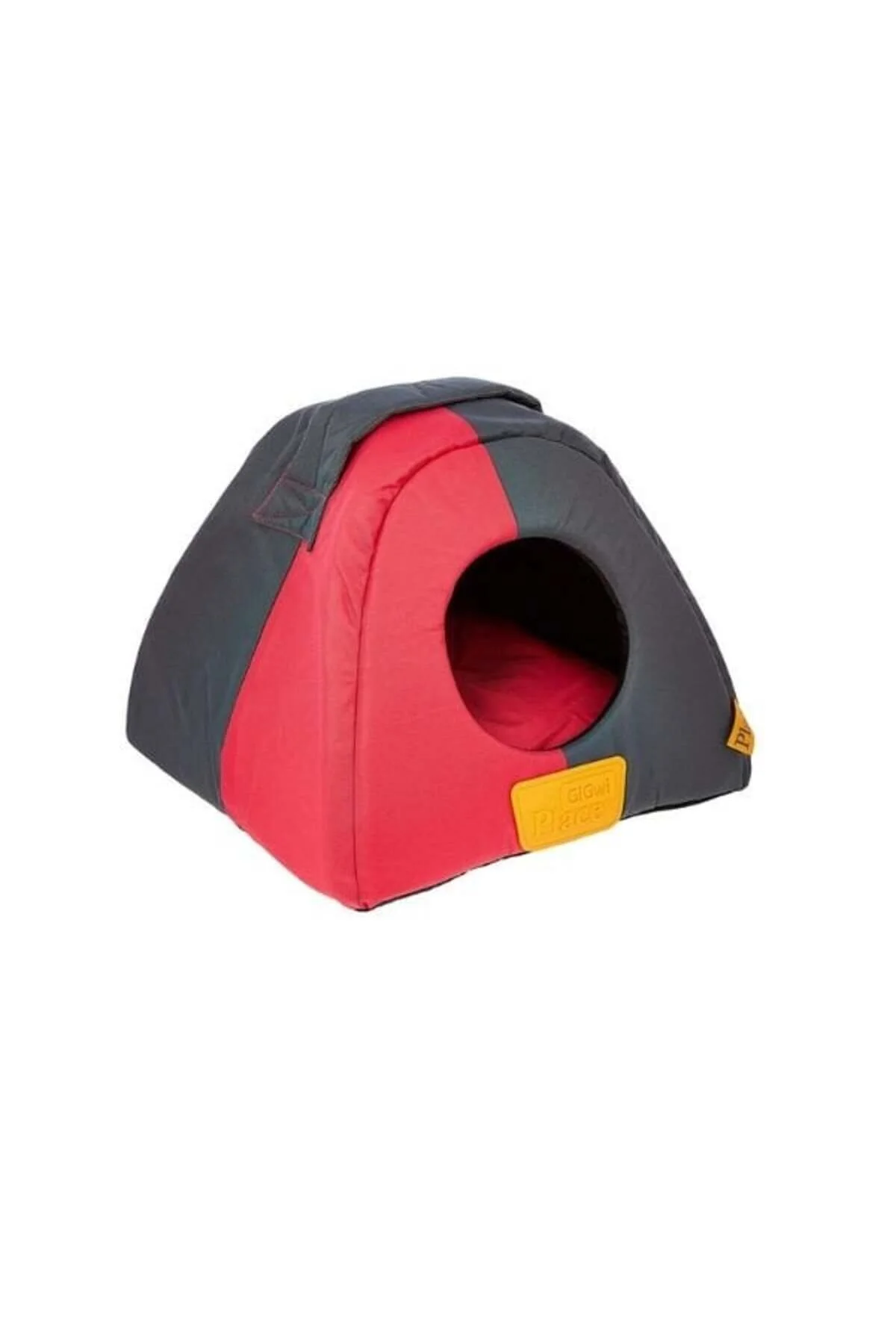 اسباب بازی گربه تخت پارچه ای مثلثی بوم و سگ نژاد کوچک قرمز مشکی 40X40X33 سانتی متر Gigwi