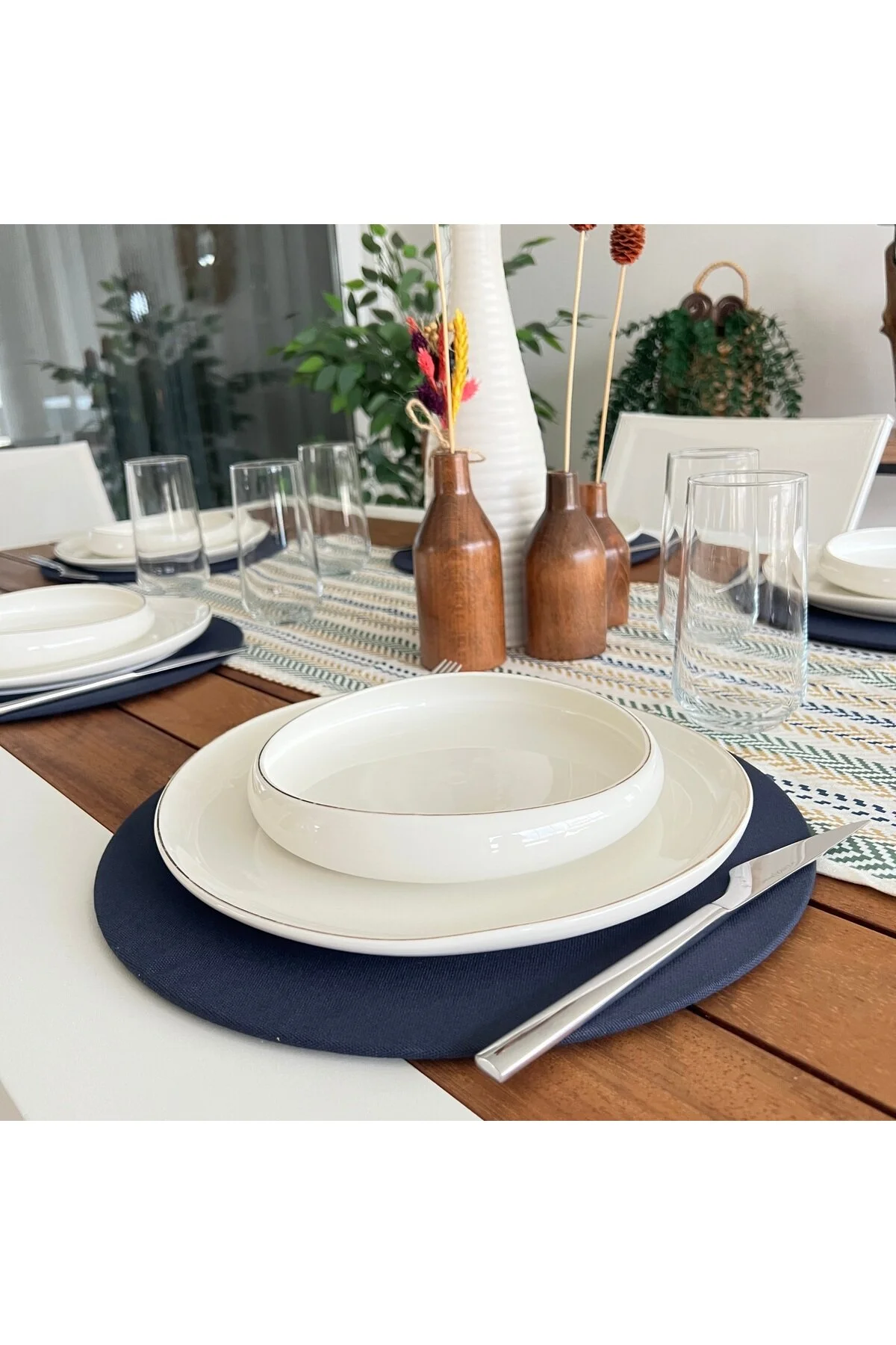 رانر و زیر بشقابی سرویس آمریکایی فصل جدید یکپارچهسازی با سیستمعامل TK 6 NAVY BLUE COLOR SUPLA COVER RUNNER desen izmir