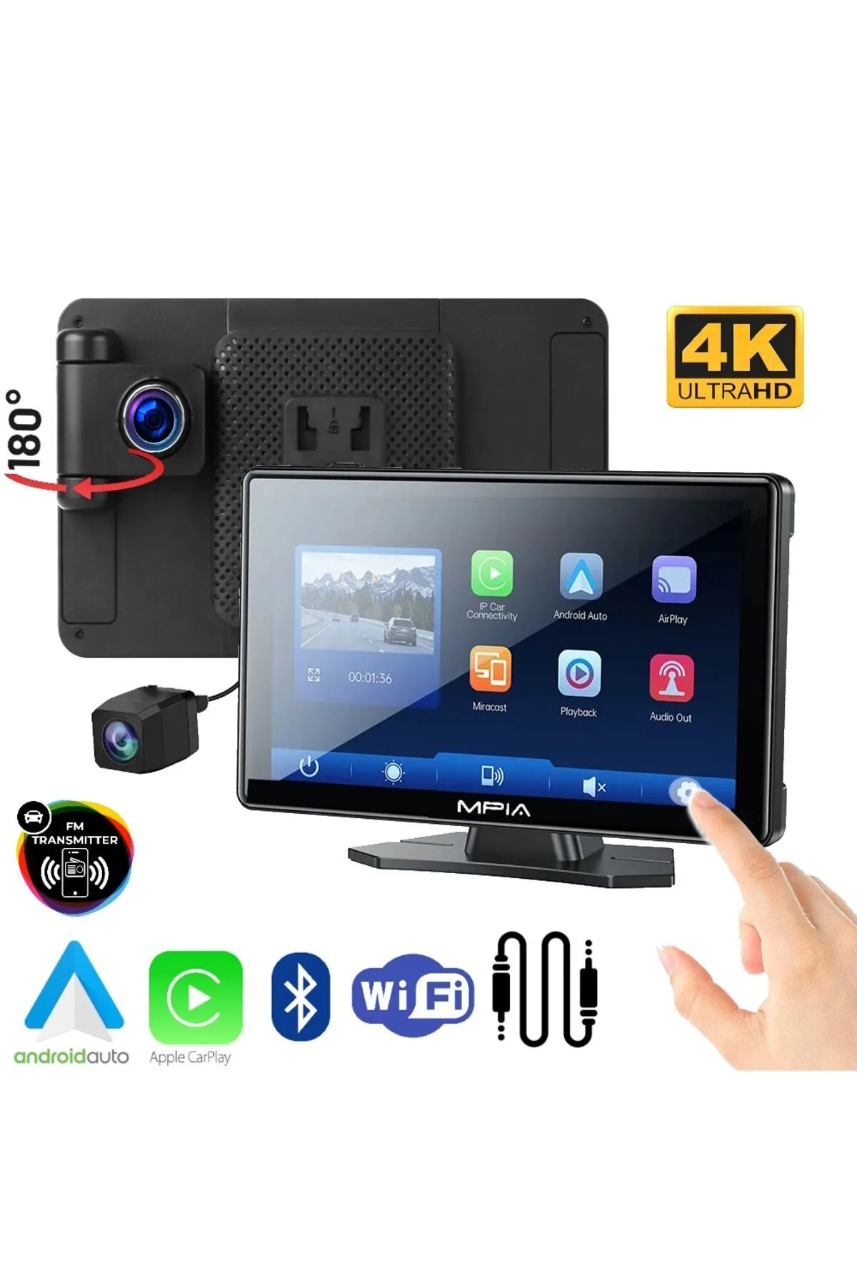 دوربین داشبورد داخل خودرو MPIA M88D ANDROID AUTO APPLE CAR PLAY پشتیبان عقب 7 اینچی 4K Ventus