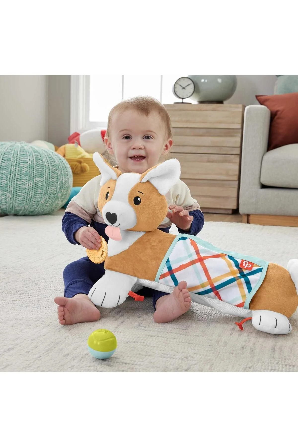 اسباب بازی های نوزاد و فعالیتی چند رنگ 3 مورد از آنها 1 در بالش سگ Fisher Price