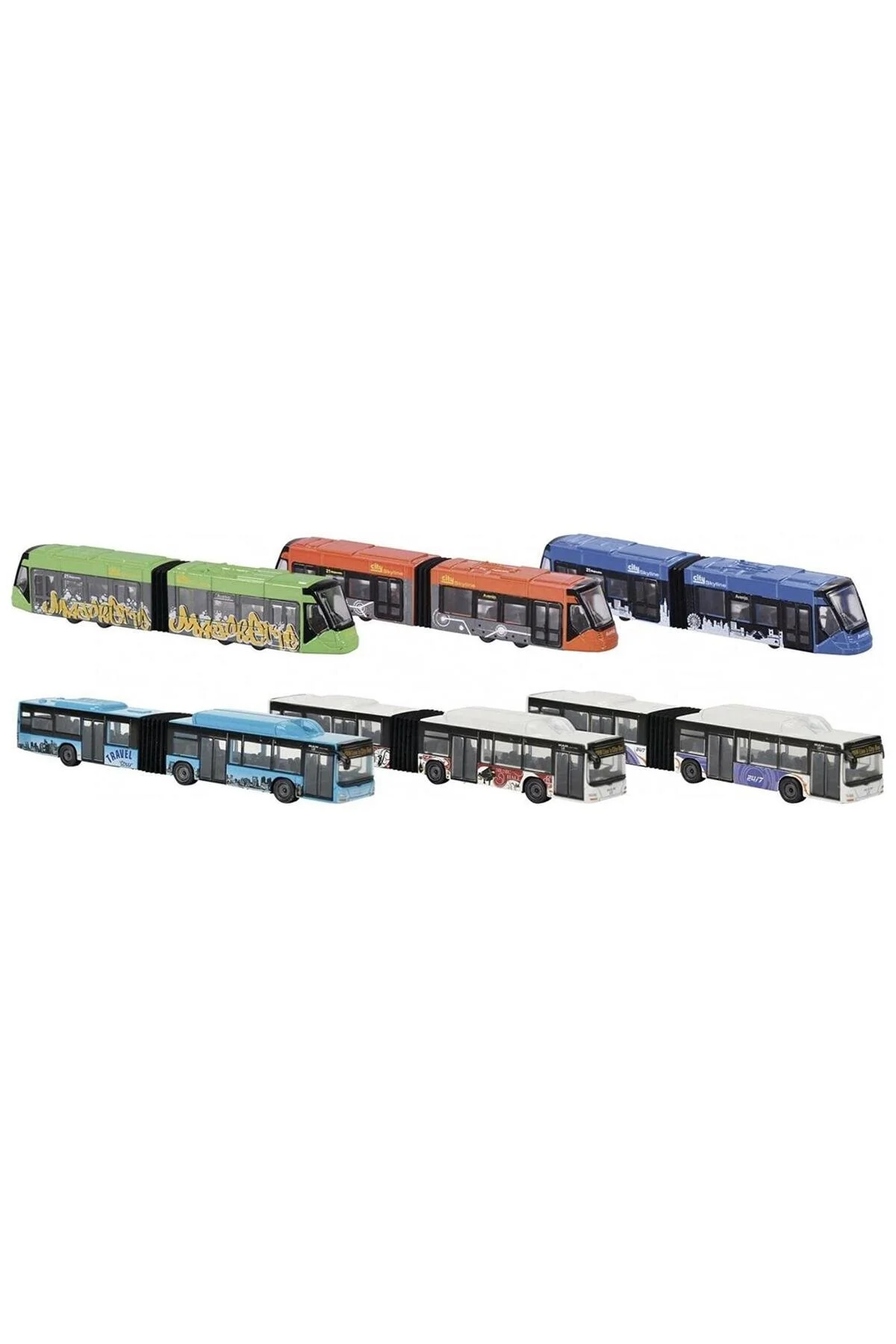 ماشین اسباب بازی MAJORETTE MAN CITY BUS+SIEMENS AVENIO TRAM METAL DIECAST VEHICLES 212053303 Majorette