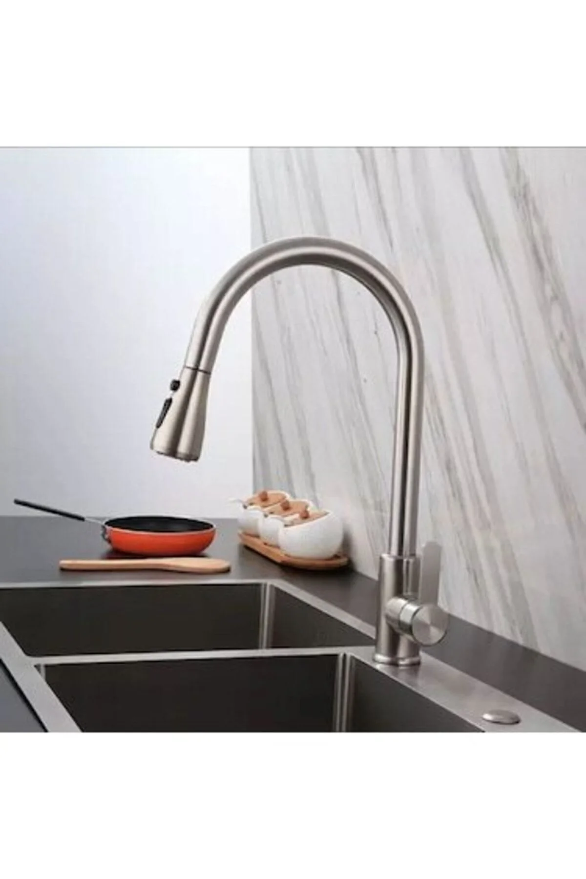 شیرآلات شستشو شیر آب سینک آشپزخانه اسپیرال FLEKO INOX فولاد ضد زنگ HESAPLI ÇARŞI