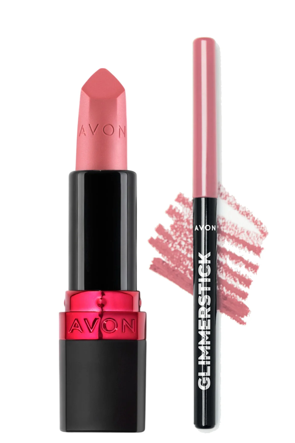 Avon رژ لب مات مات اولتر با رنگ صورتی شور و قلم لب گلیمراستیک کشمیر صورتی