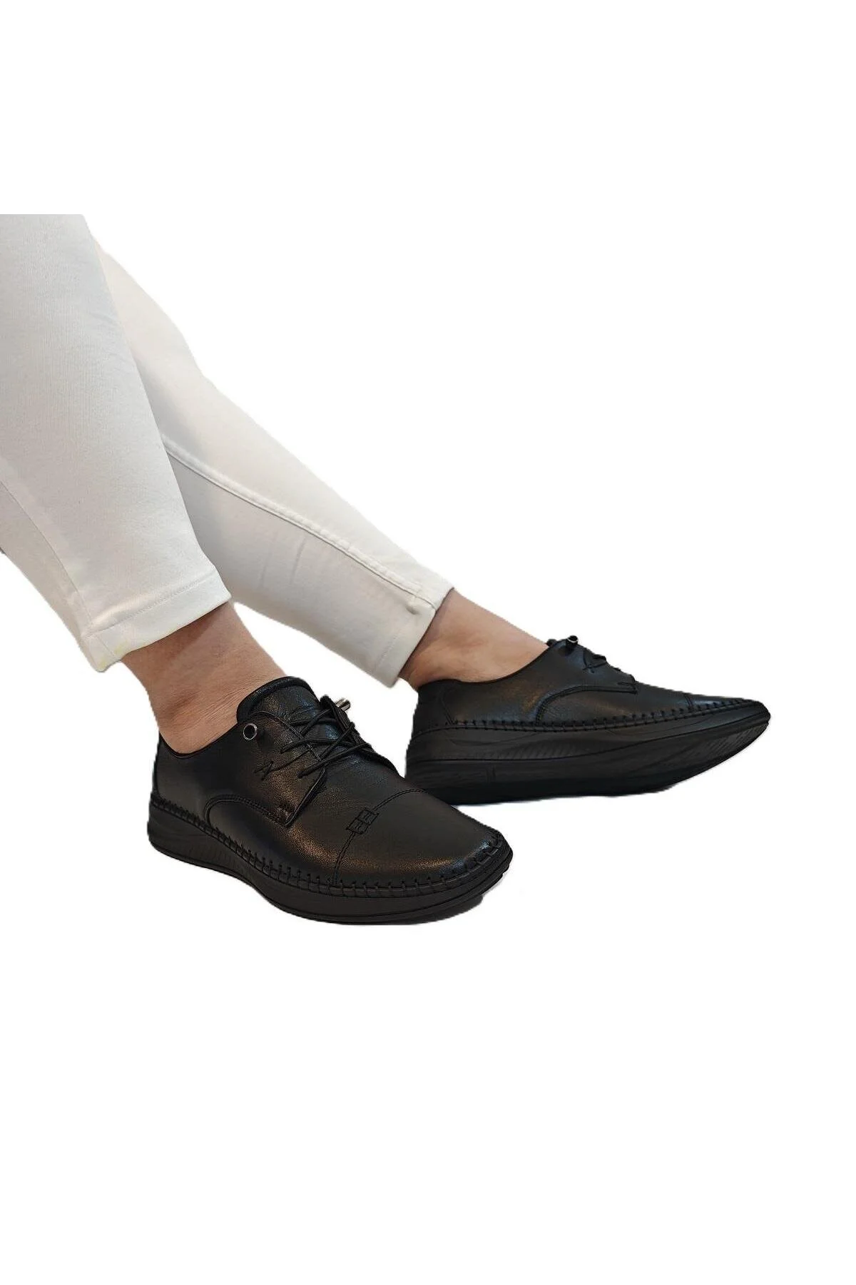 کفش های کژوال زنانه 9523 چرمی واقعی سیاه Voyager