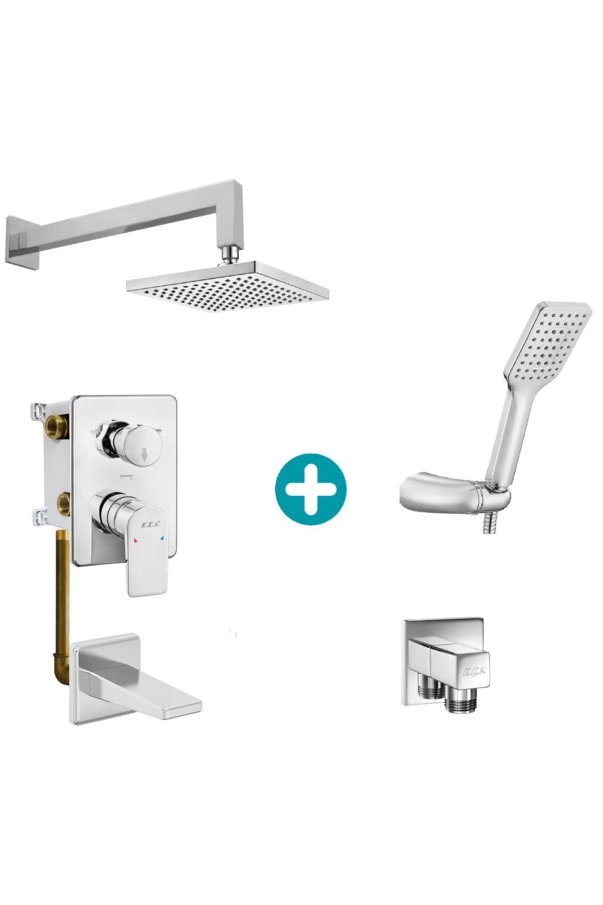 شیرآلات حمام مجموعه دوش شیر آب مخفی پنهان همه قسمت ها شامل 30X30 سر است Eca