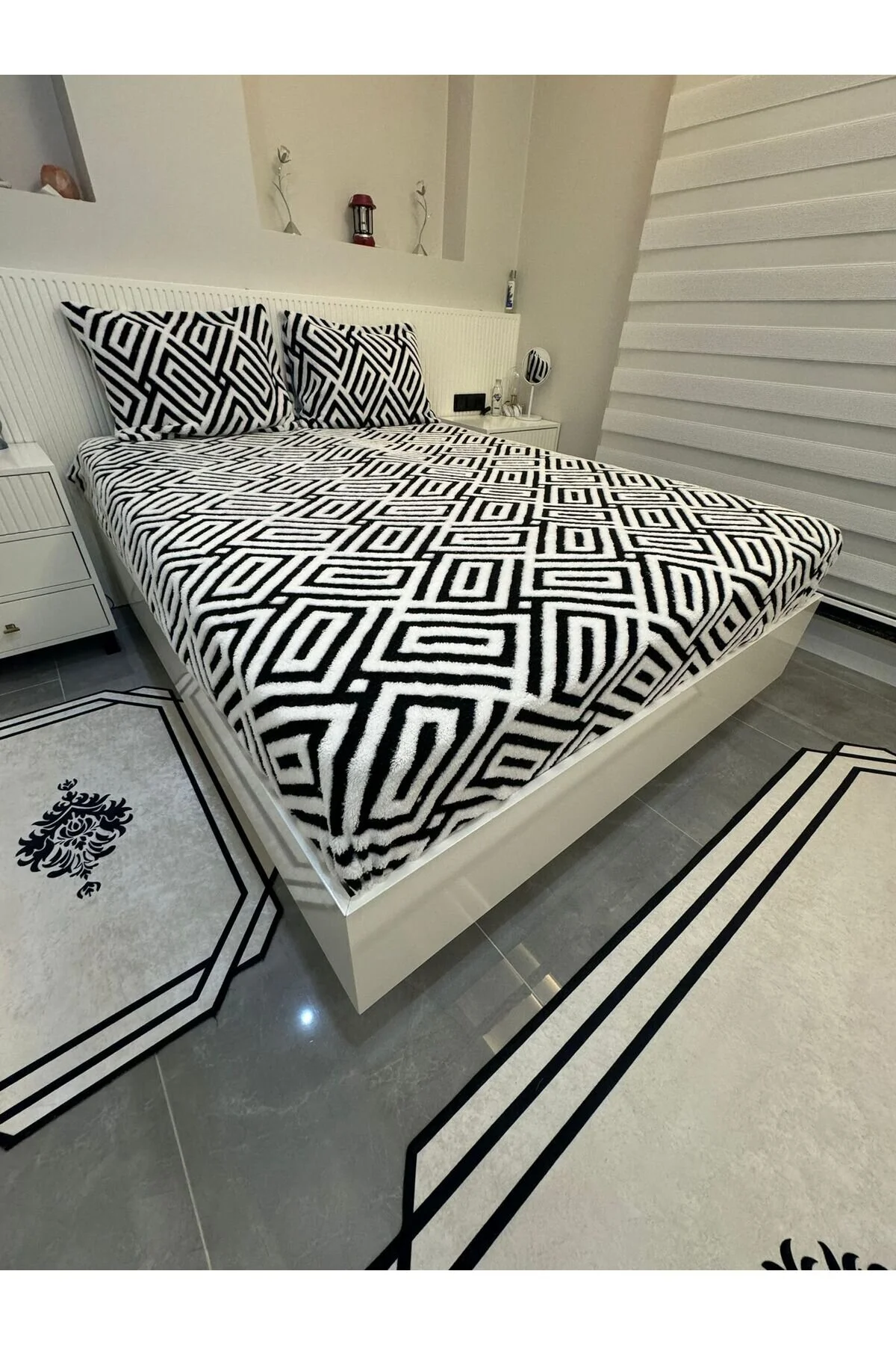 ست ملحفه دو نفره لاستیک پفی با یک ورق بالش 160X200 و 180X200 گورخر violacasa