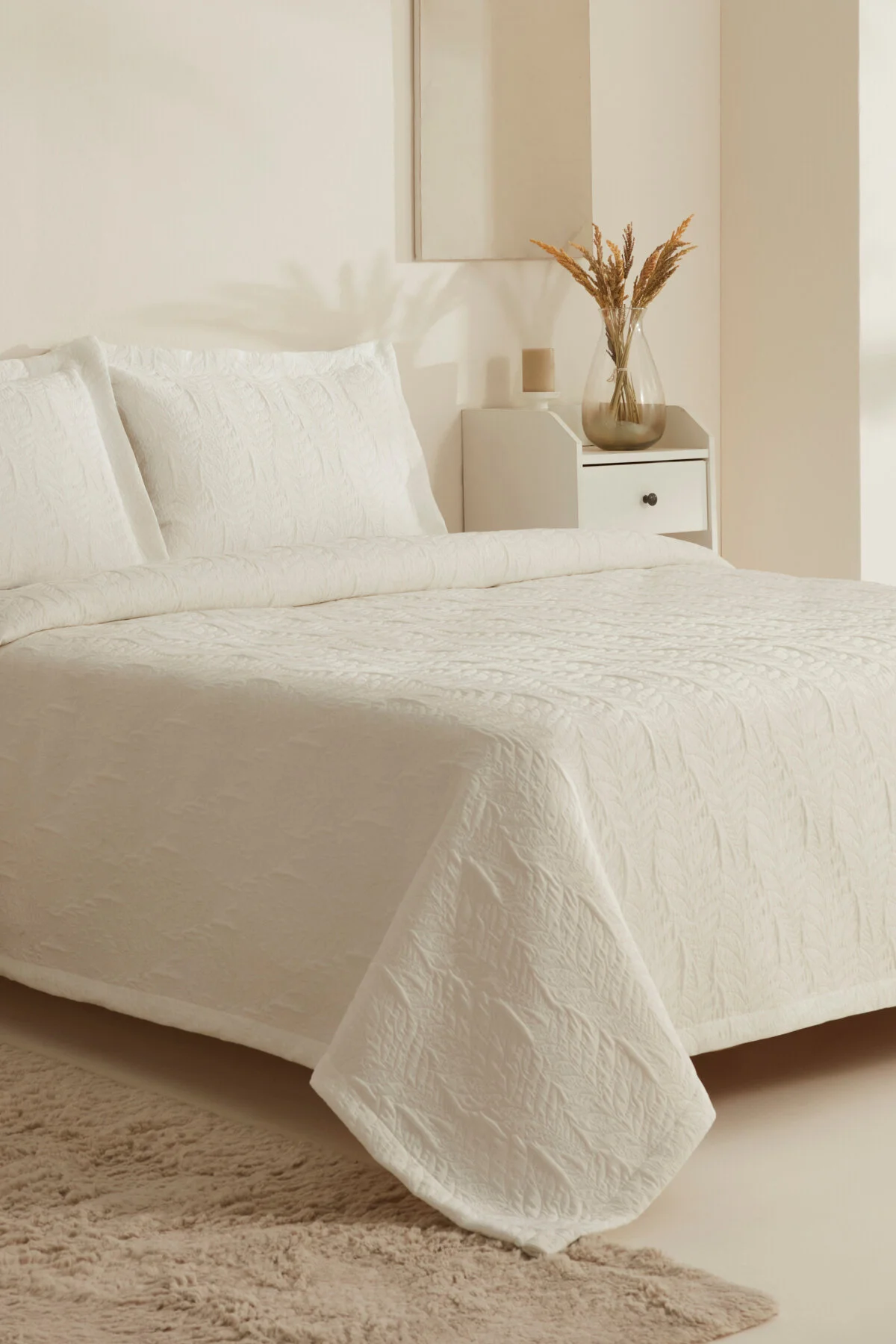 روتختی دو نفره سفید تنظیم تخت دونفره رنگ Karaca Home