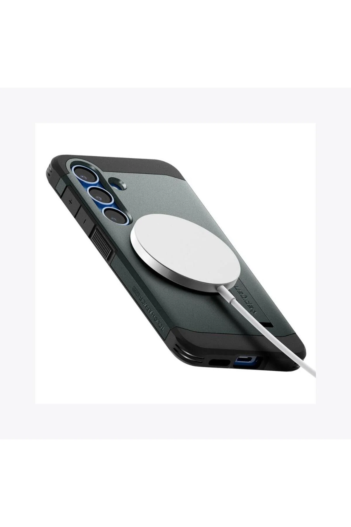 کاور و قاب GALAXY S25 CASE TOUGH ARMOR AI MAGFIT با KICKSTAND ABYSS GREEN ACS09010 اسپیگن Spigen