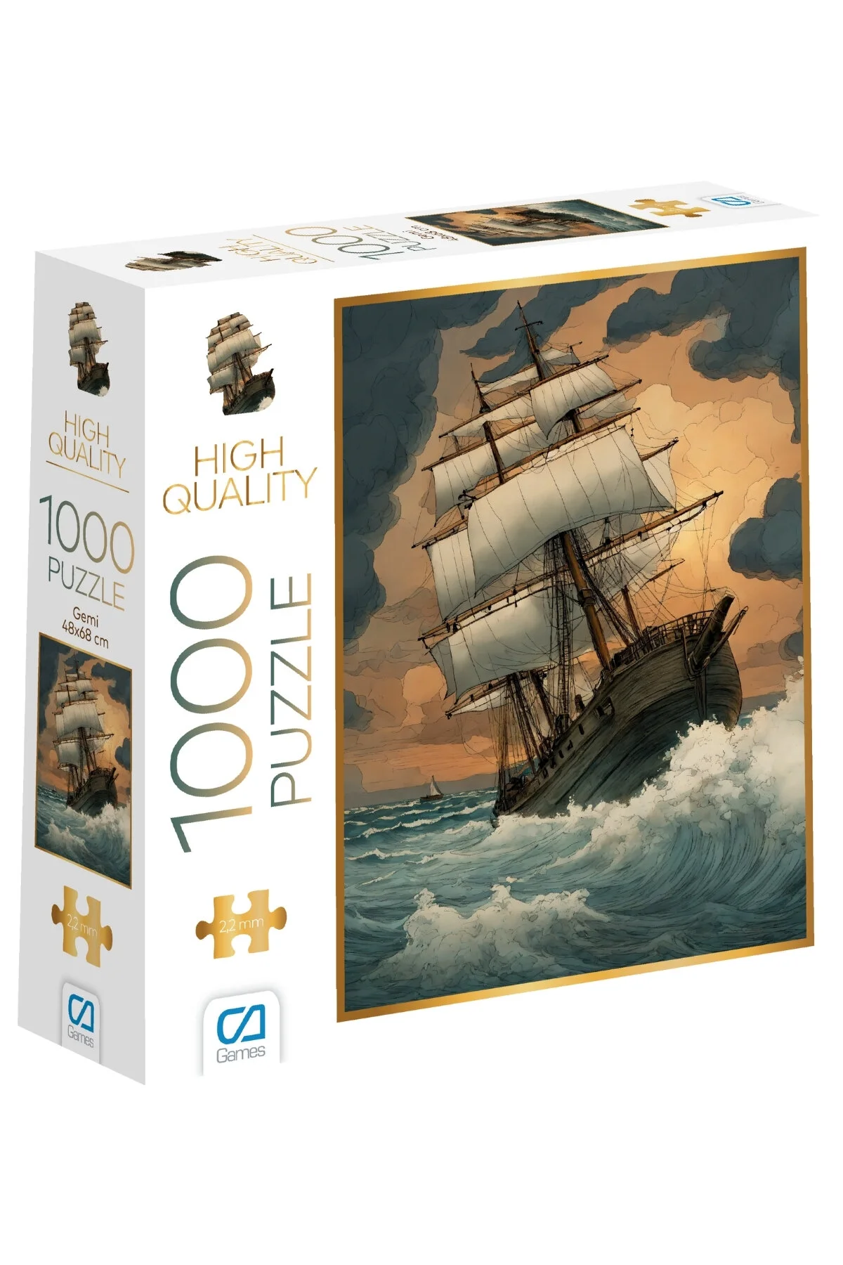 پازل کشتی 1000 قطعه به ضخامت 2,2 میلی متر 48X68CM سری اره منبت کاری مویی سرگرمی از ترکیه CA Games