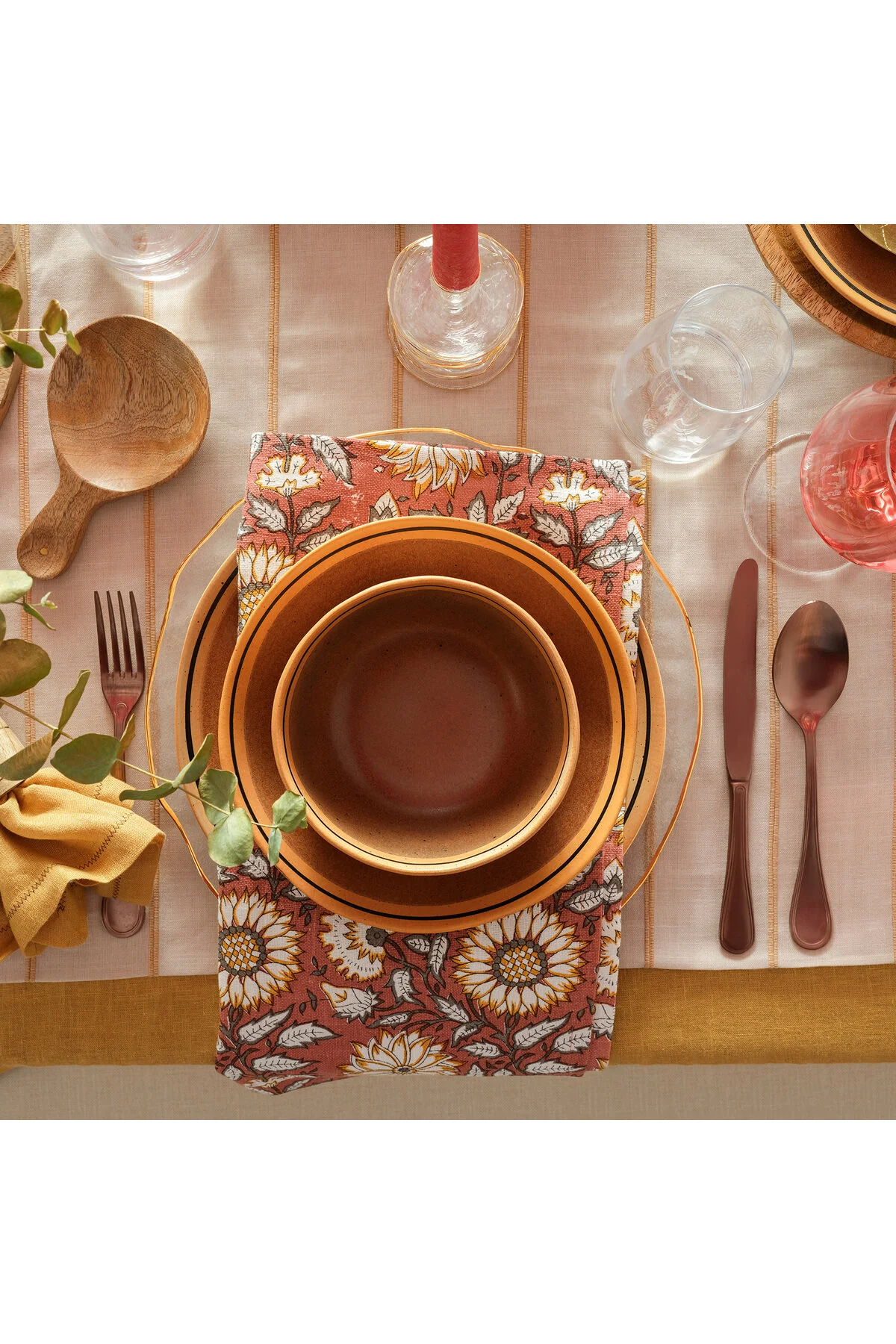 ظروف دکوری بشقاب و کاسه چند رنگ سنگی لیزبون سانتی متر قهوه ای Zsa Zsa Zsu
