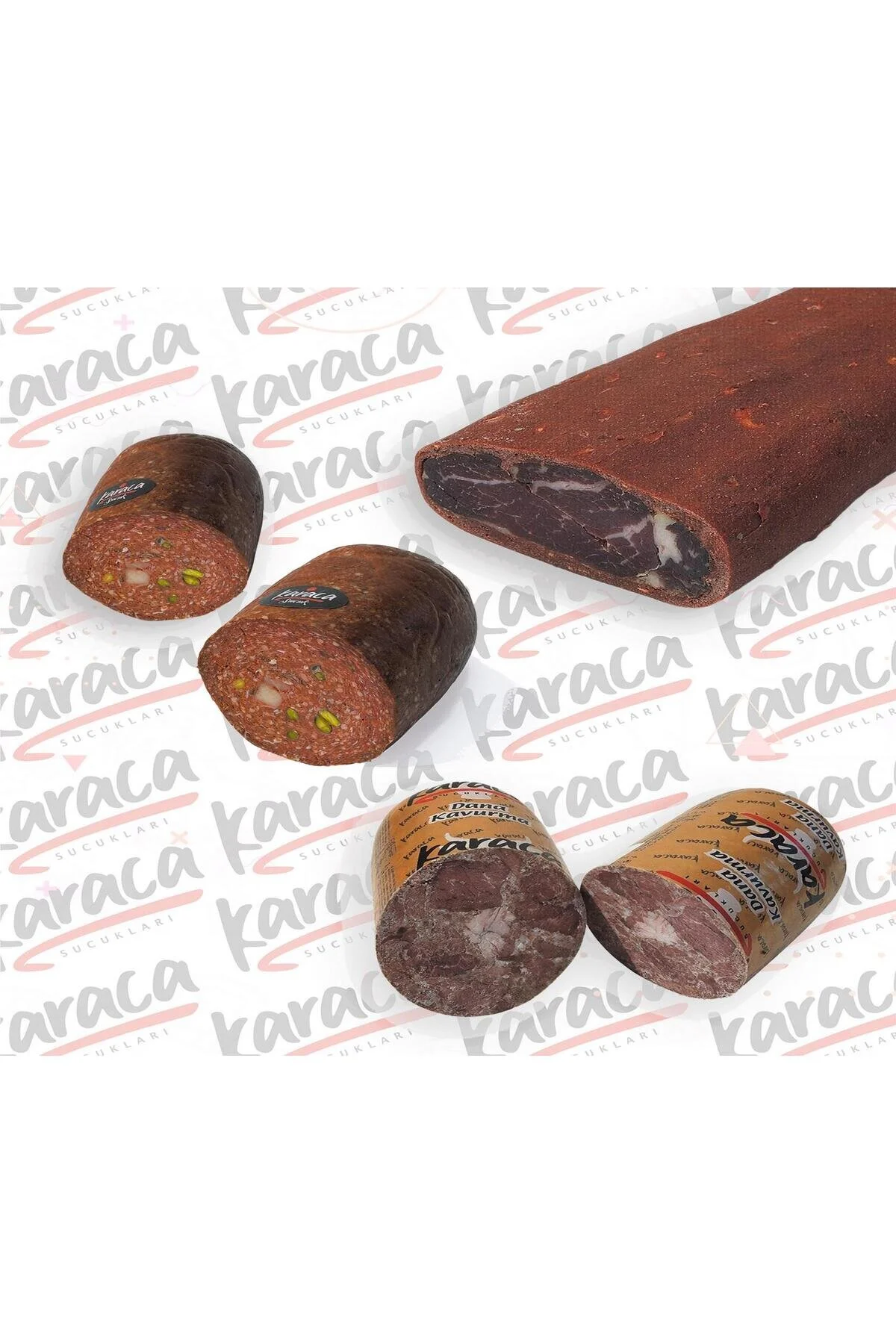 سوجوک ANTEP PISTACHIO و HELLIM CHEESE SAUSAGE 750 G TENDERLOIN BACON GR BLOCK کاراجا Karaca
