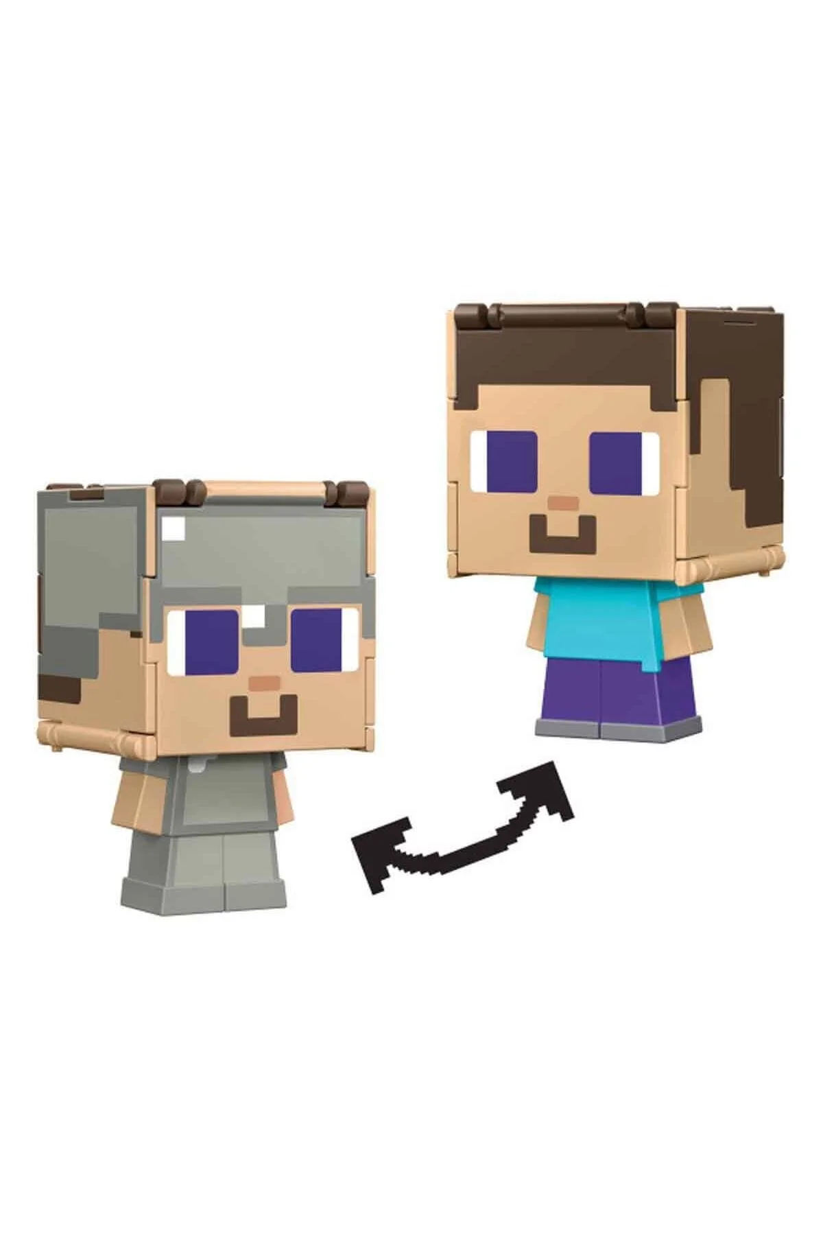 اسباب بازی های فیگور شخصیت MINECRAFT FLIPPIN' FIGS 2 IN 1 STEVE AND IRON ARMOR Mattel