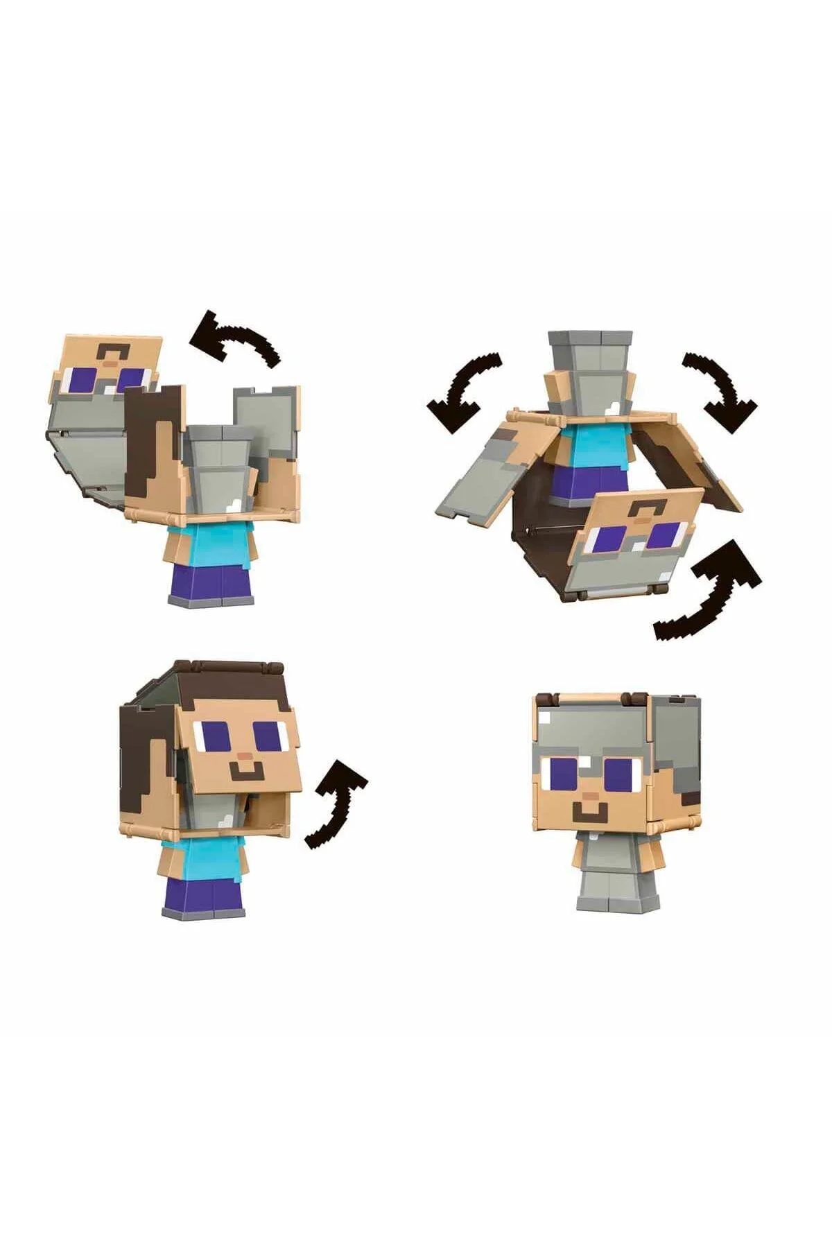 اسباب بازی های فیگور شخصیت MINECRAFT FLIPPIN' FIGS 2 IN 1 STEVE AND IRON ARMOR Mattel