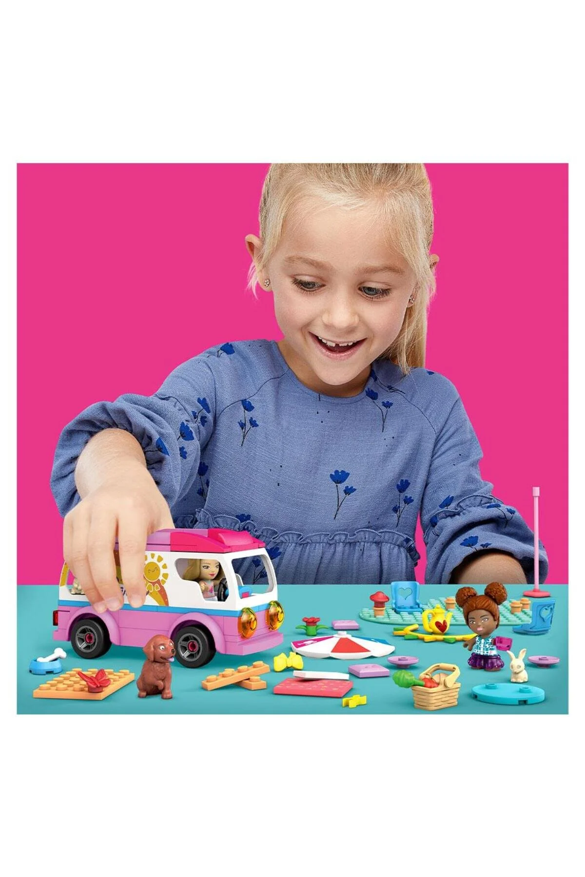 ست های بازی خانگی و آشپزخانه 2 مینی شکل باربی حیوانات MEGA CARAVAN GAME GWR35 Mattel