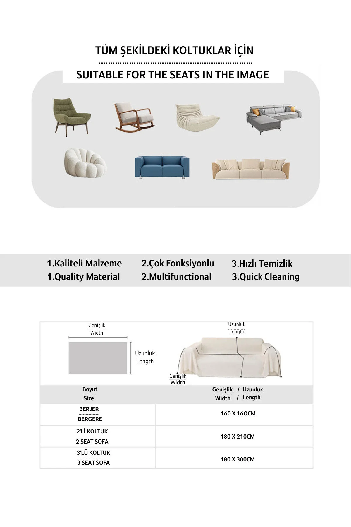 روکش مبل WELLSOFT BERGER و یک صندلی پتو تلویزیون 140X140 1 45X45 کوسن غلاف بژ LADYNİL