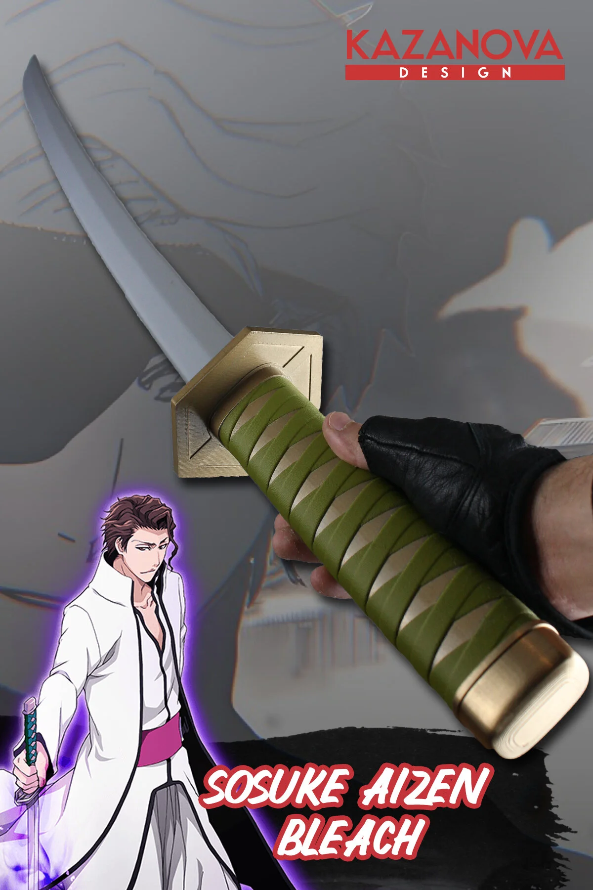 فیگور انیمه SOSUKE AIZEN BLEACH FOLDABLE KATANA 98 سانتی متر از ترکیه Kazanova Design