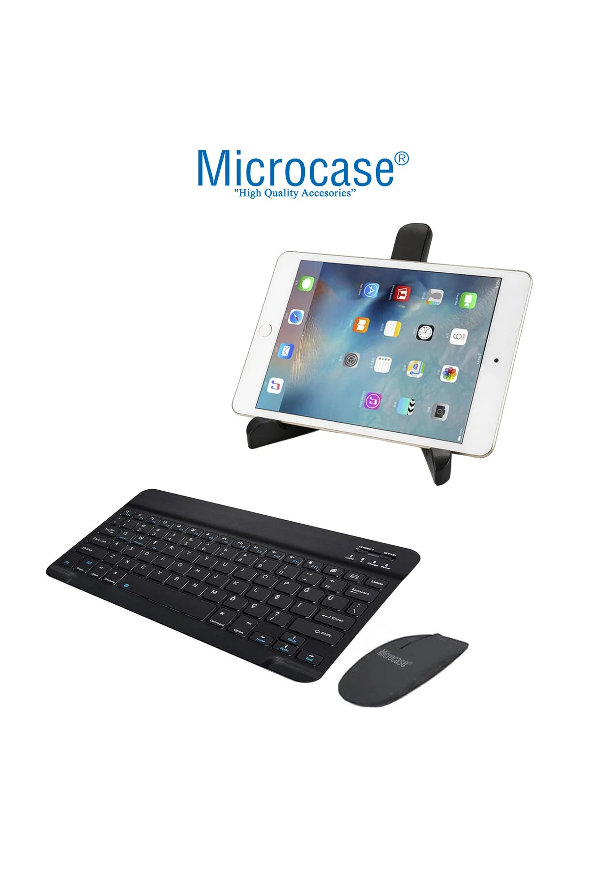 کاور تبلت کیف + صفحه کلید بلوتوث ماوس پایه VORCOM QUARTZPRO 10.1 INCH مشکی Microcase