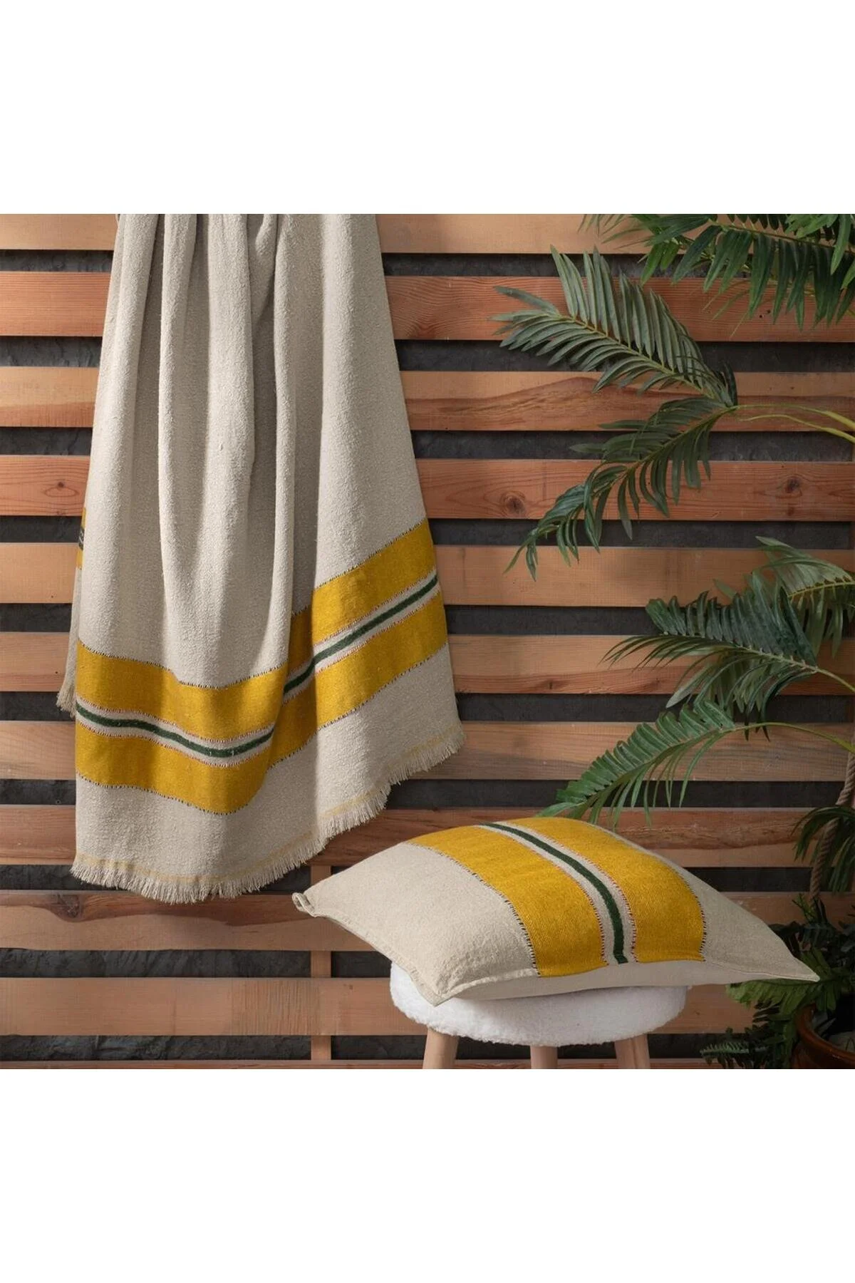 روکش مبل MANAROLA BEIGE 100 ٪ کتانی پرتاب 140 190 سانتی متر Sarev