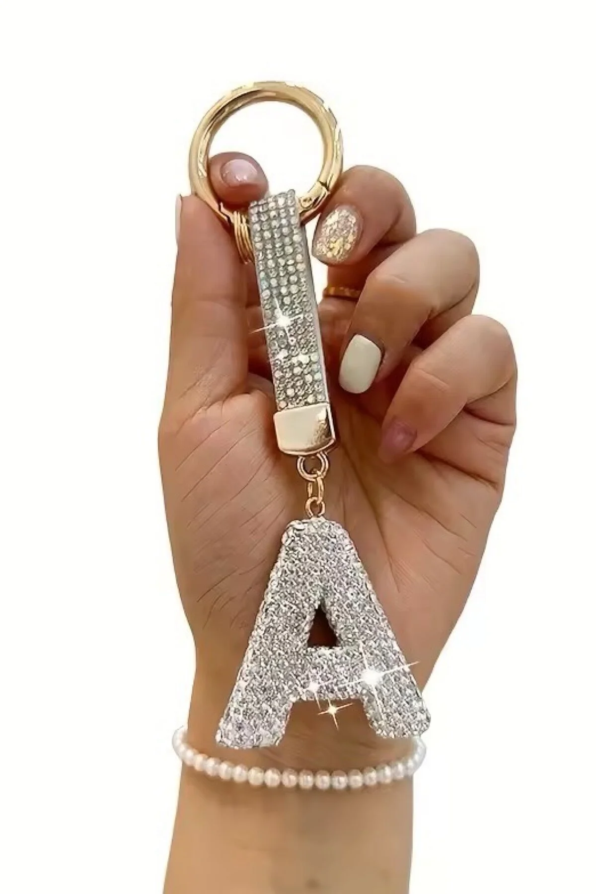 جلیقه کلید جاکلیدی LETTER A WHITE STONE سری VIP CHARM کیف MAZEN