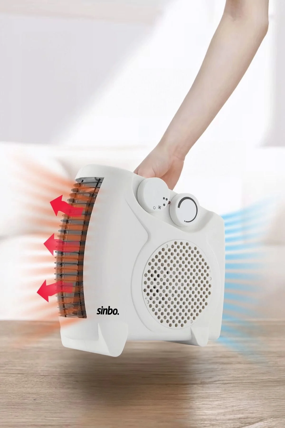 بخاری فن دار سفید گرم سرد و افقی SFH 6940 مناسب برای استفاده عمودی Sinbo