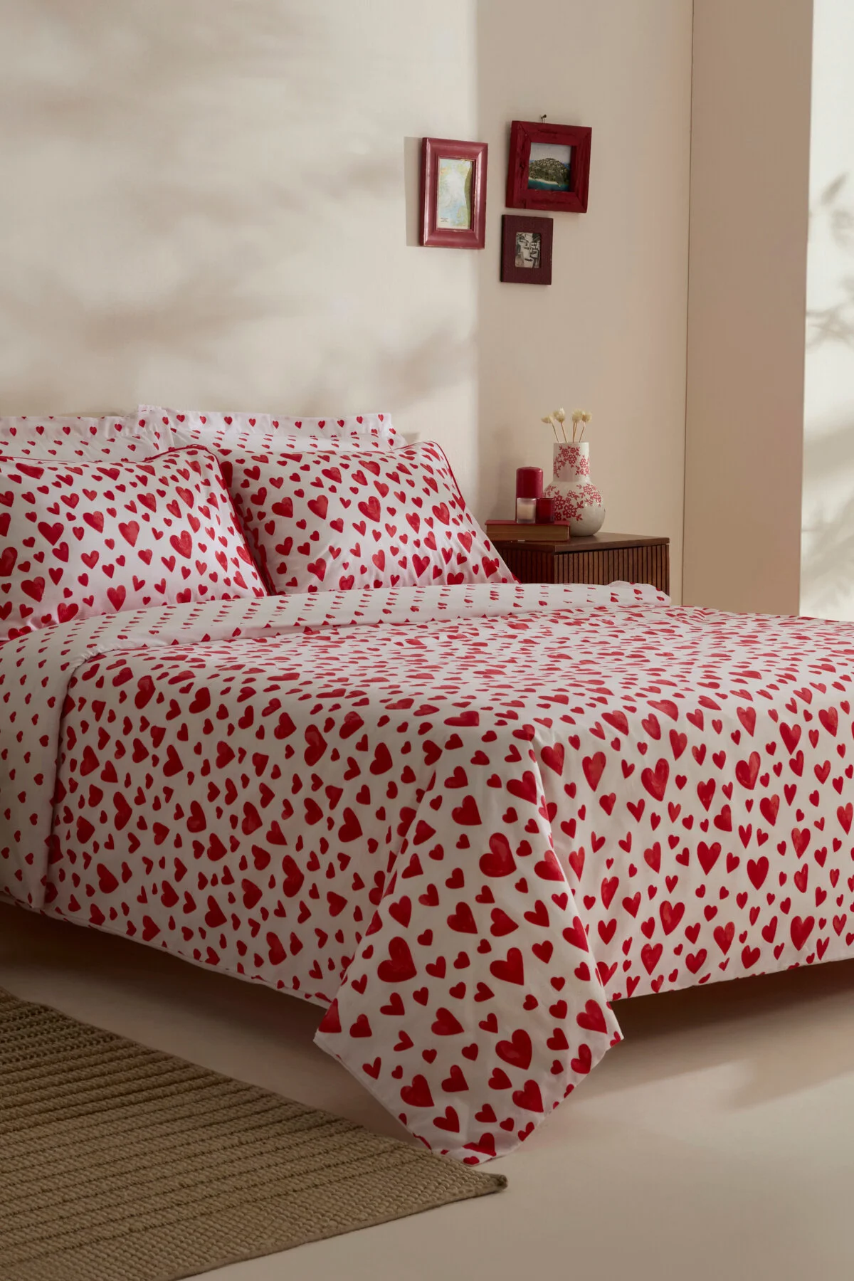 کاور لحاف یک نفره قرمز سعادت 100 ٪ پنبه ای دوتایی مجموعه رنگ Karaca Home