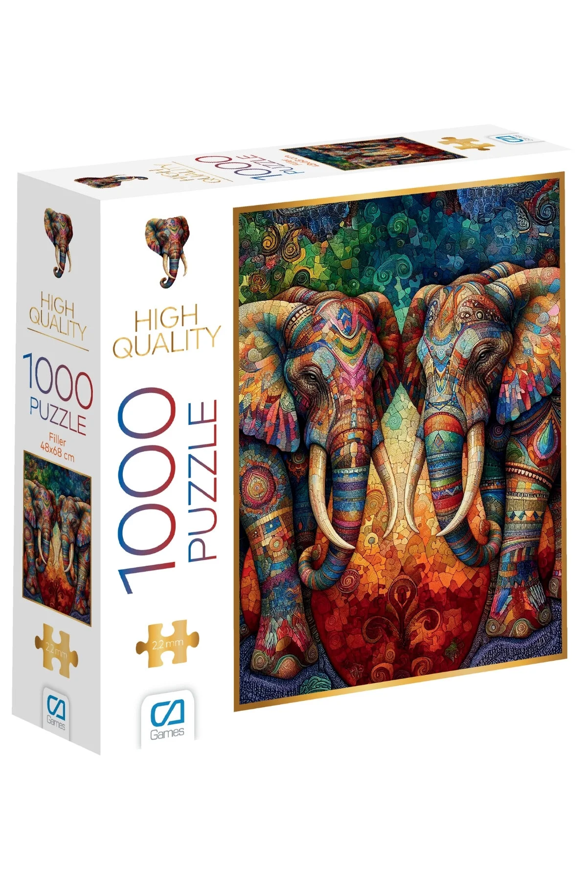 پازل ELEPHANTS 1000 PIECES 2,2MM ضخامت 48X68CM سری اره منبت کاری مویی سرگرمی حرفه ای از ترکیه CA Games