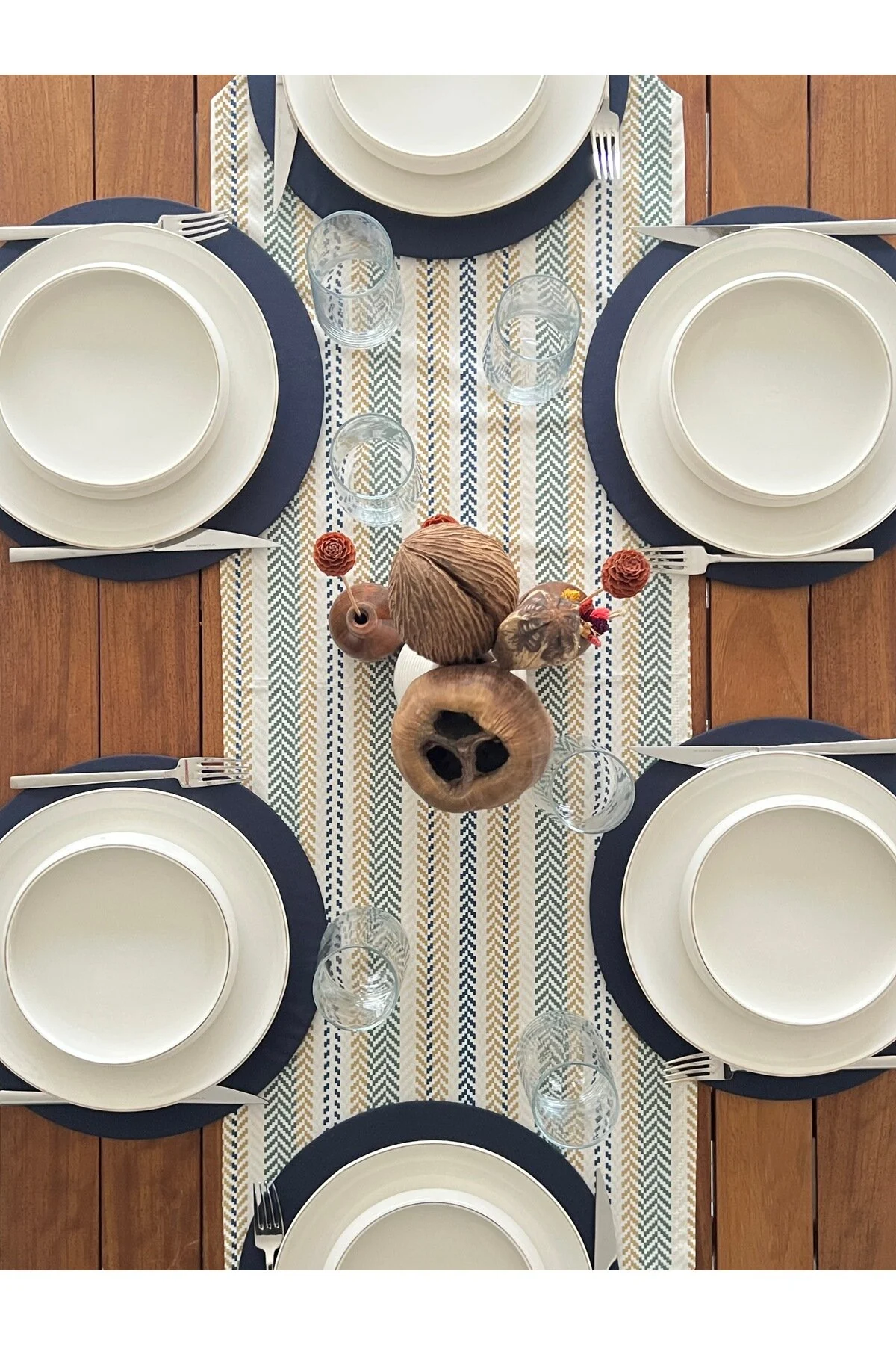 رانر و زیر بشقابی سرویس آمریکایی فصل جدید یکپارچهسازی با سیستمعامل TK 6 NAVY BLUE COLOR SUPLA COVER RUNNER desen izmir
