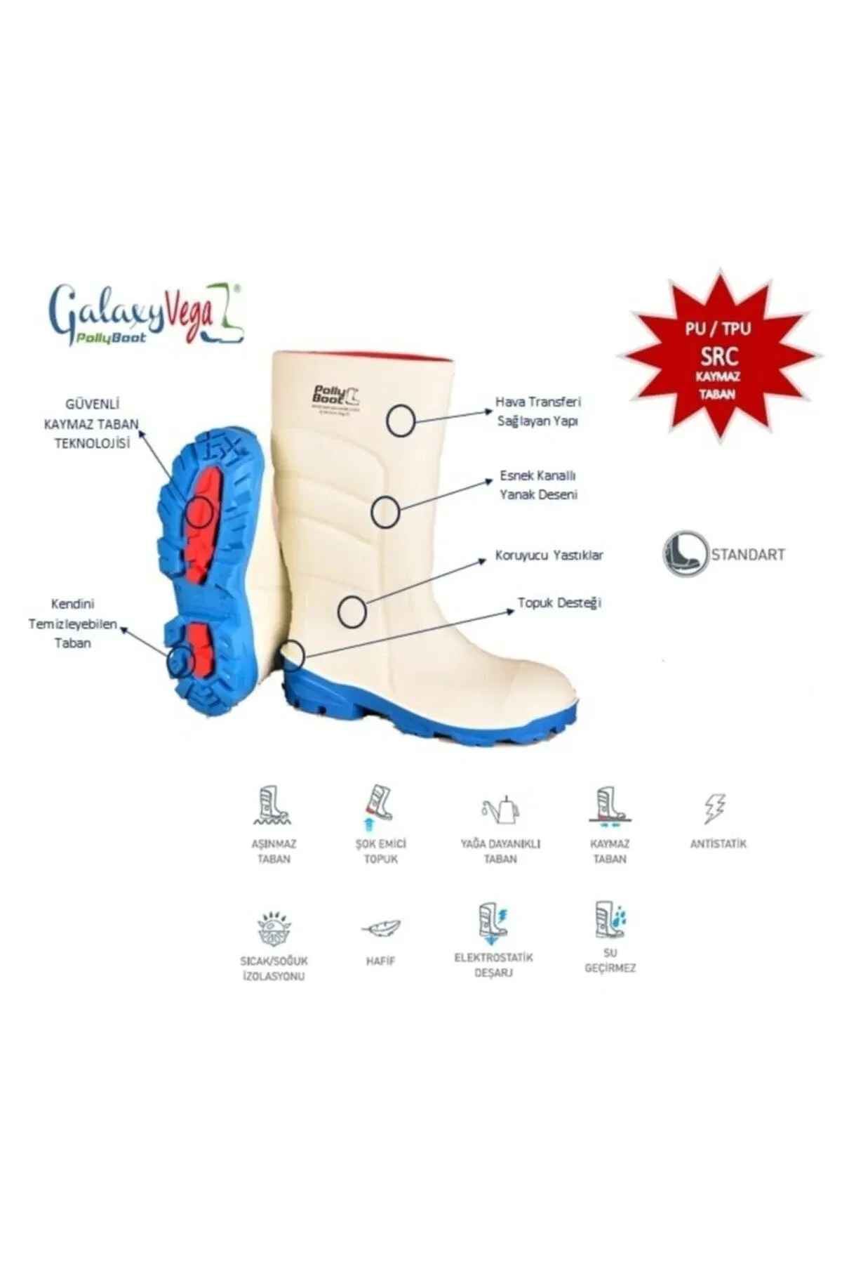 چکمه مردانه GALAXY BLACK VEGA O4 اورجینال Polly Boot