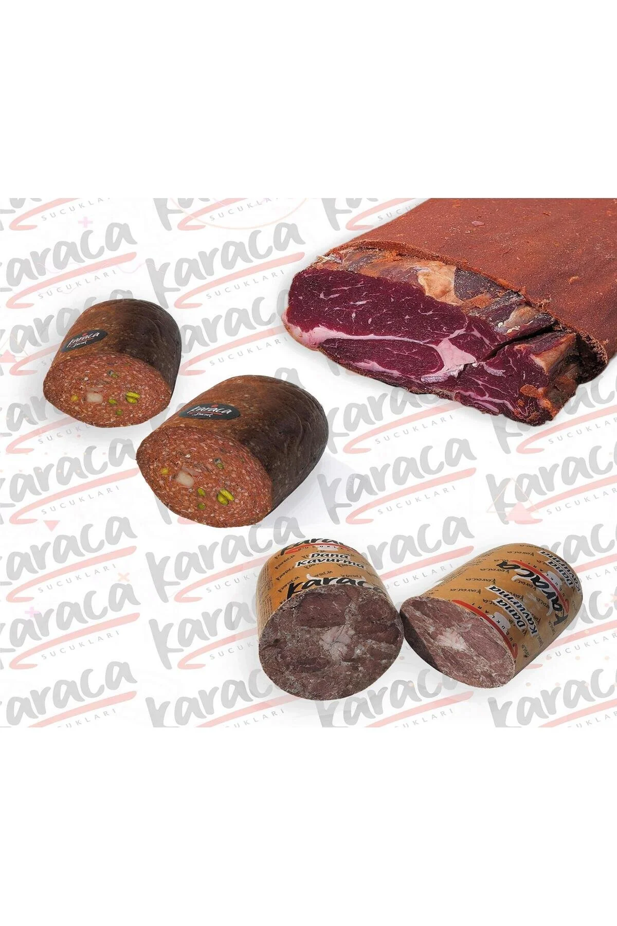 پاسترما ANTEP PISTACHIO و HELLIM CHEESE SAUSAGE 250 GR MALE FENILED BACON گرم بلوک کاراجا Karaca